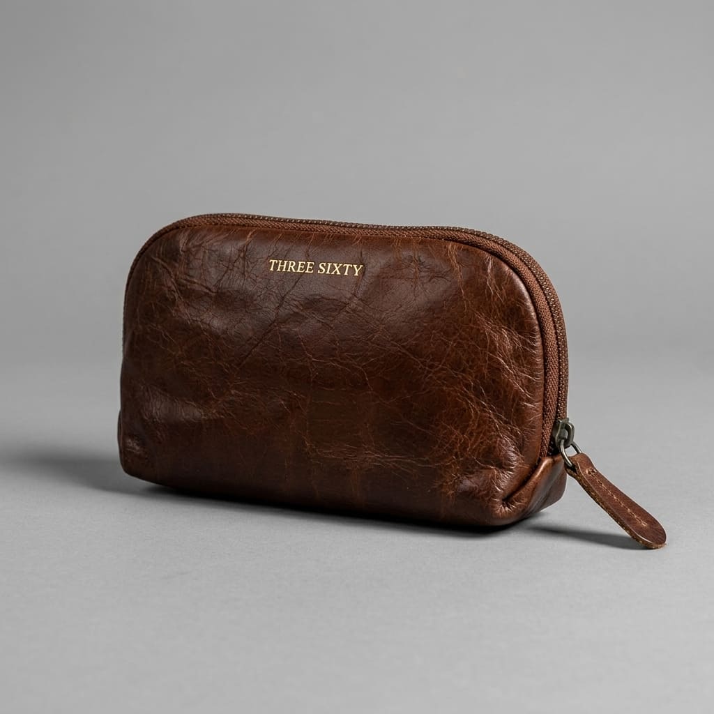 Pouch Bag Waxy Leather Brown