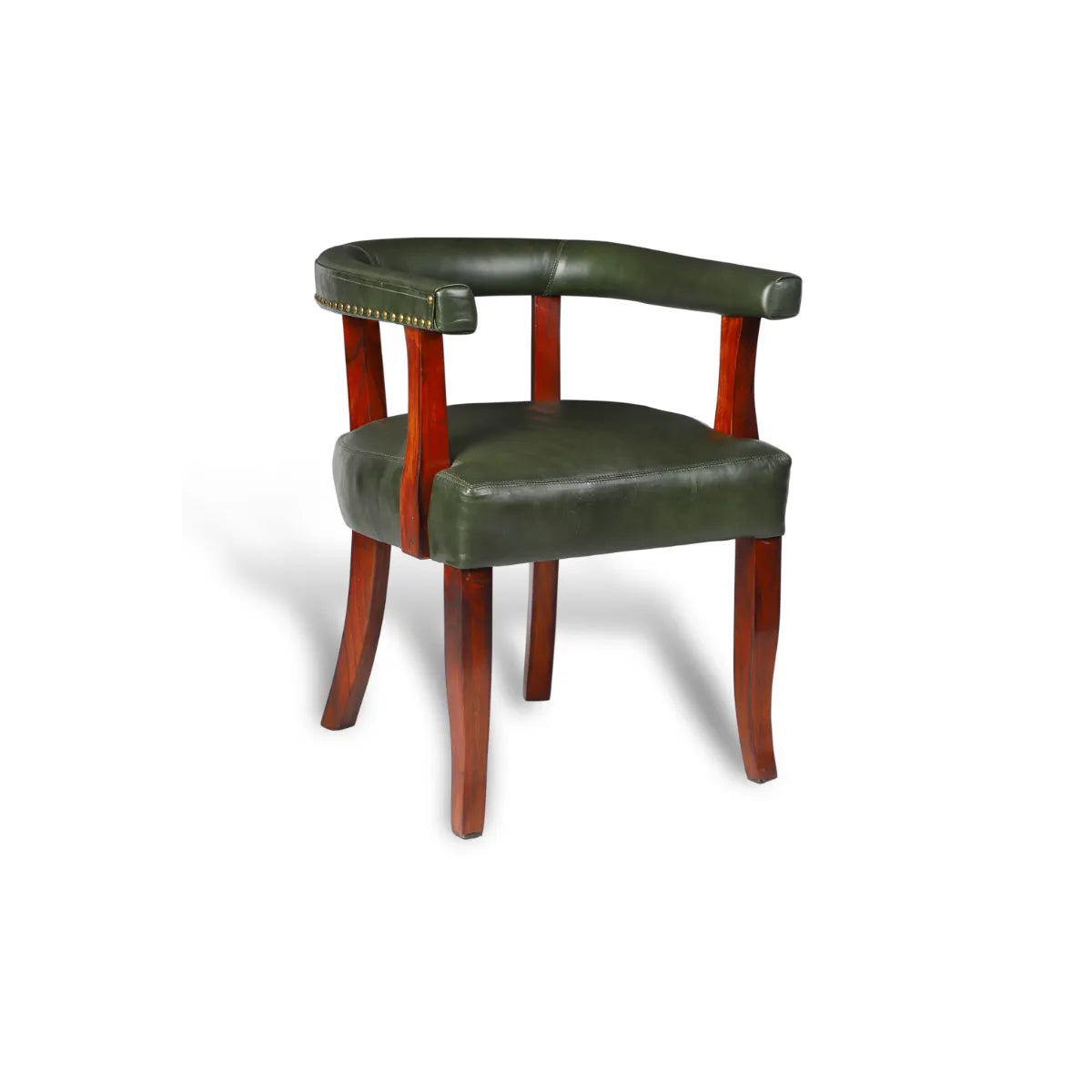 Premium Genuine Leather Low Seating Chair In Olive Green Color - Three Sixty Life