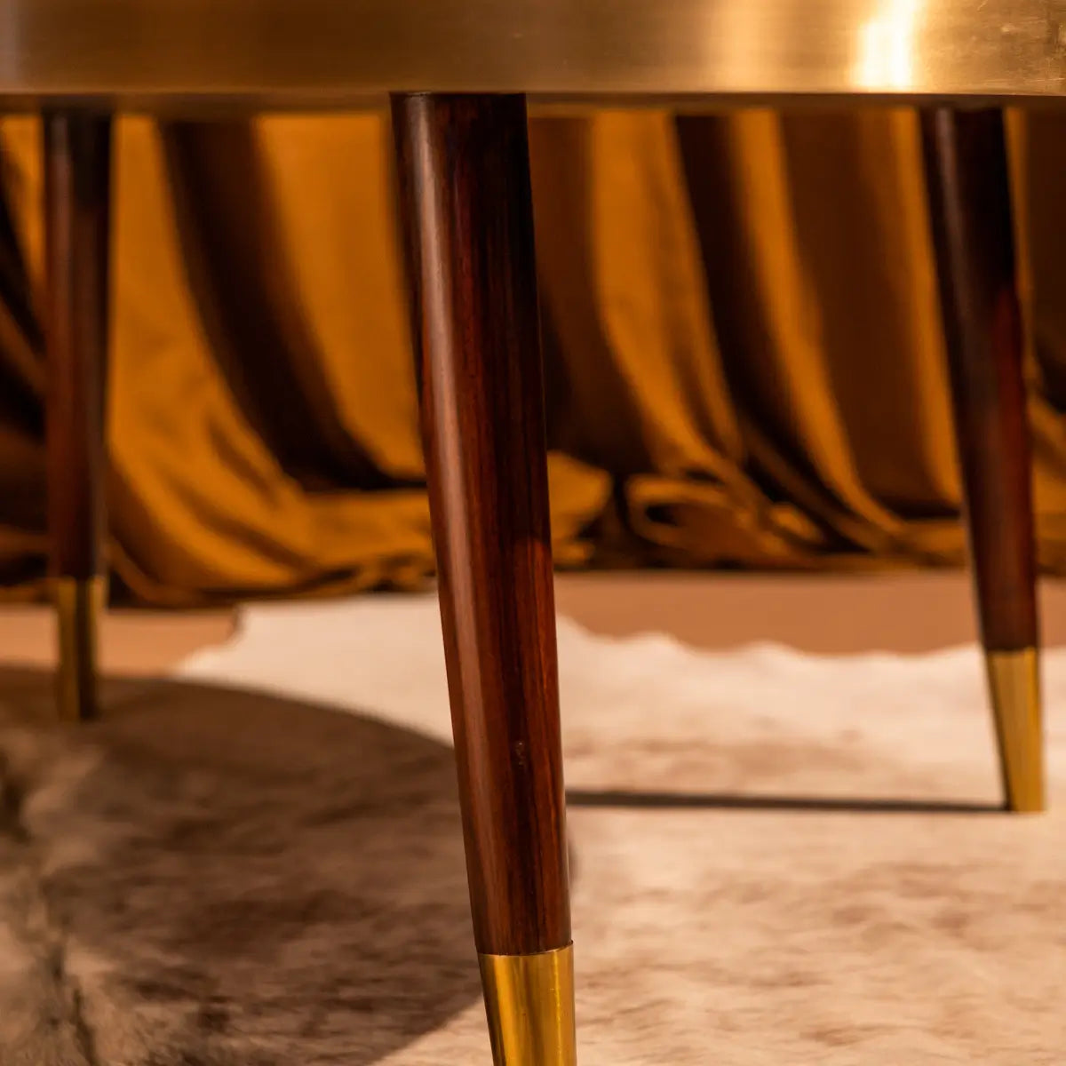 Round Centre Table- Embossed Leather Blue