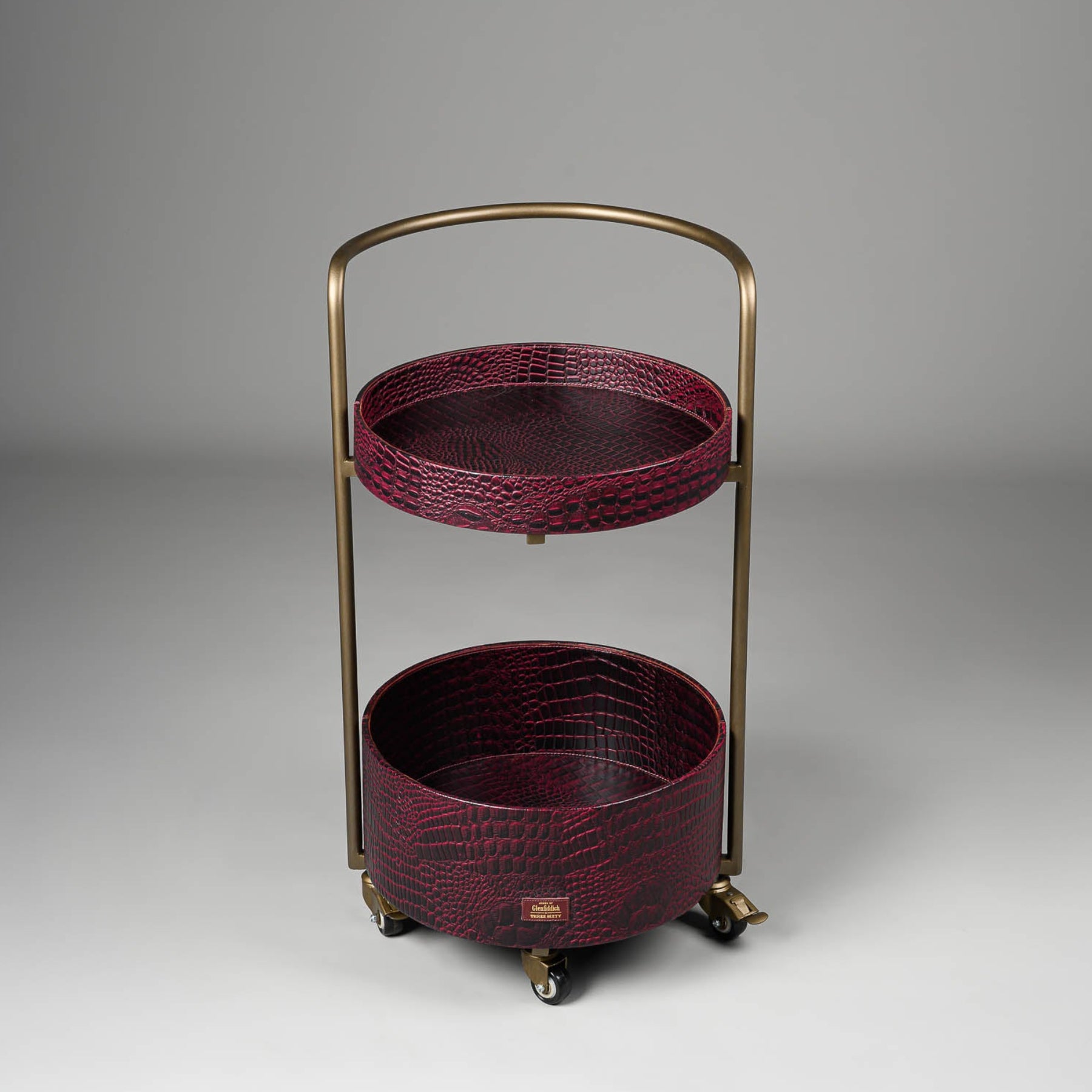 Rover Round Bar Trolley Burgundy