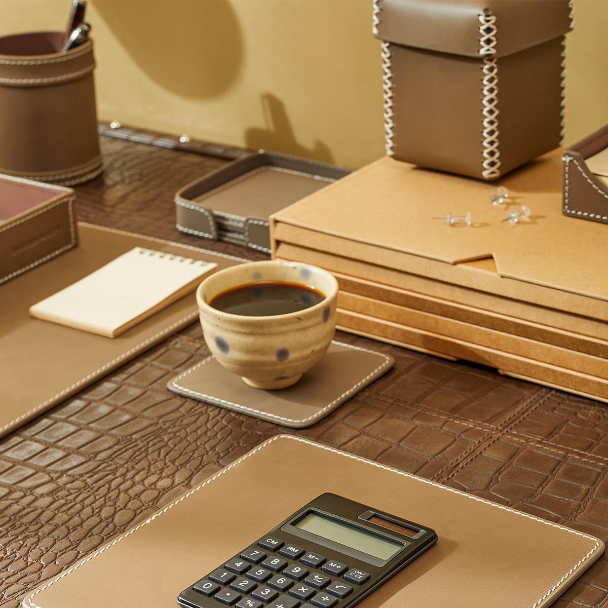 Modella Square Coasters Set Of 6 Taupe