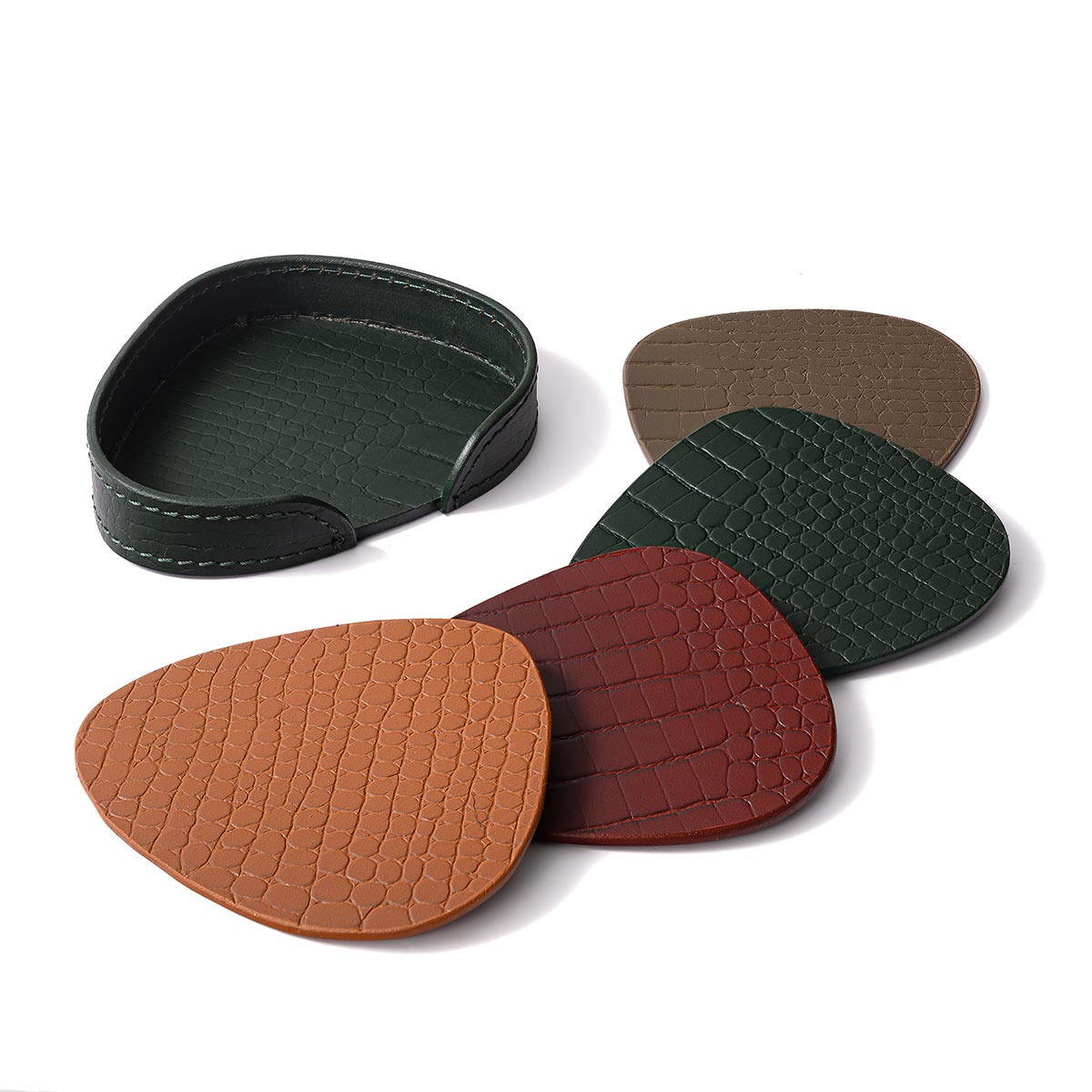 Sterling Coasters Set Abstract Shape Multicolor Green