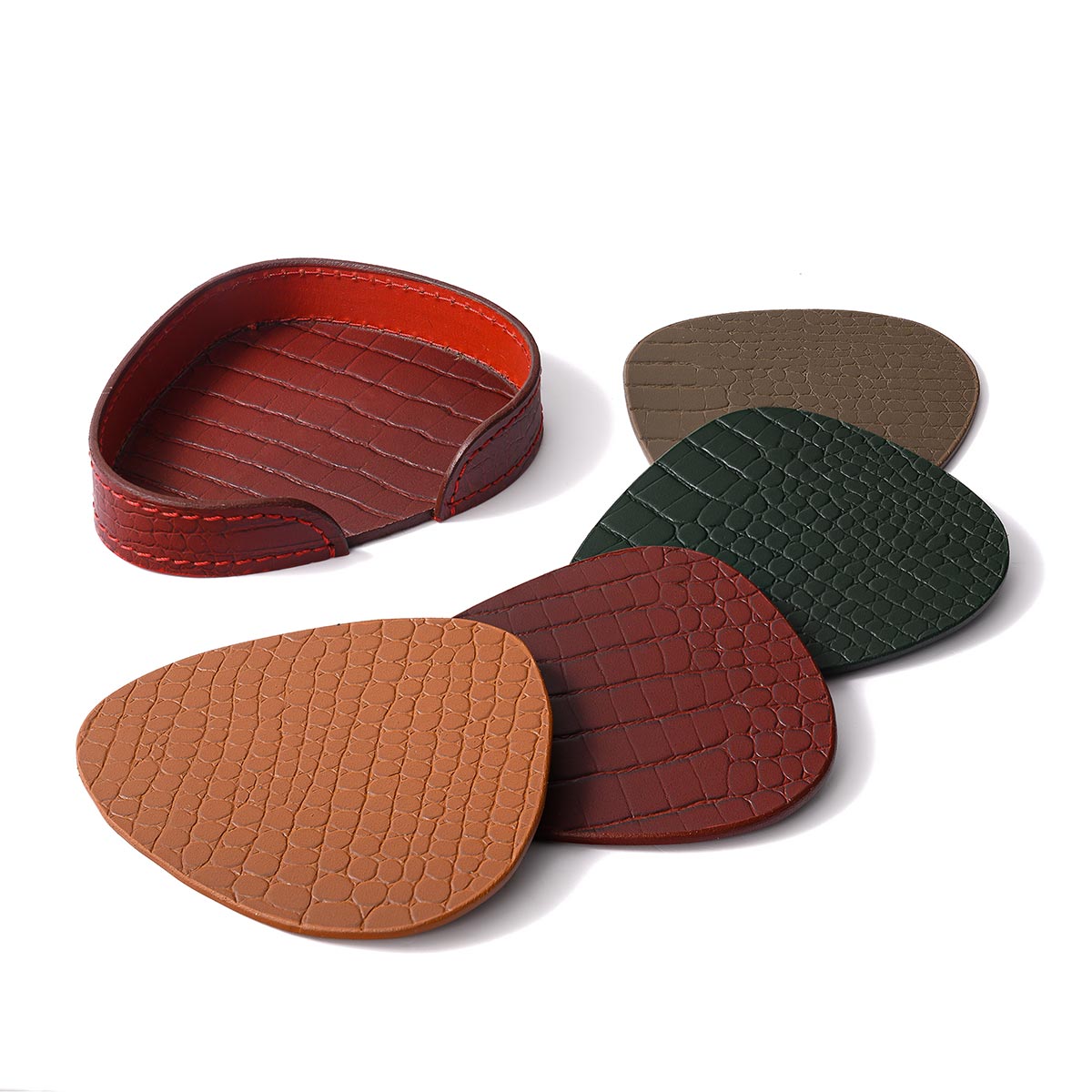 Sterling Coasters Set Abstract Shape Multicolor Maroon