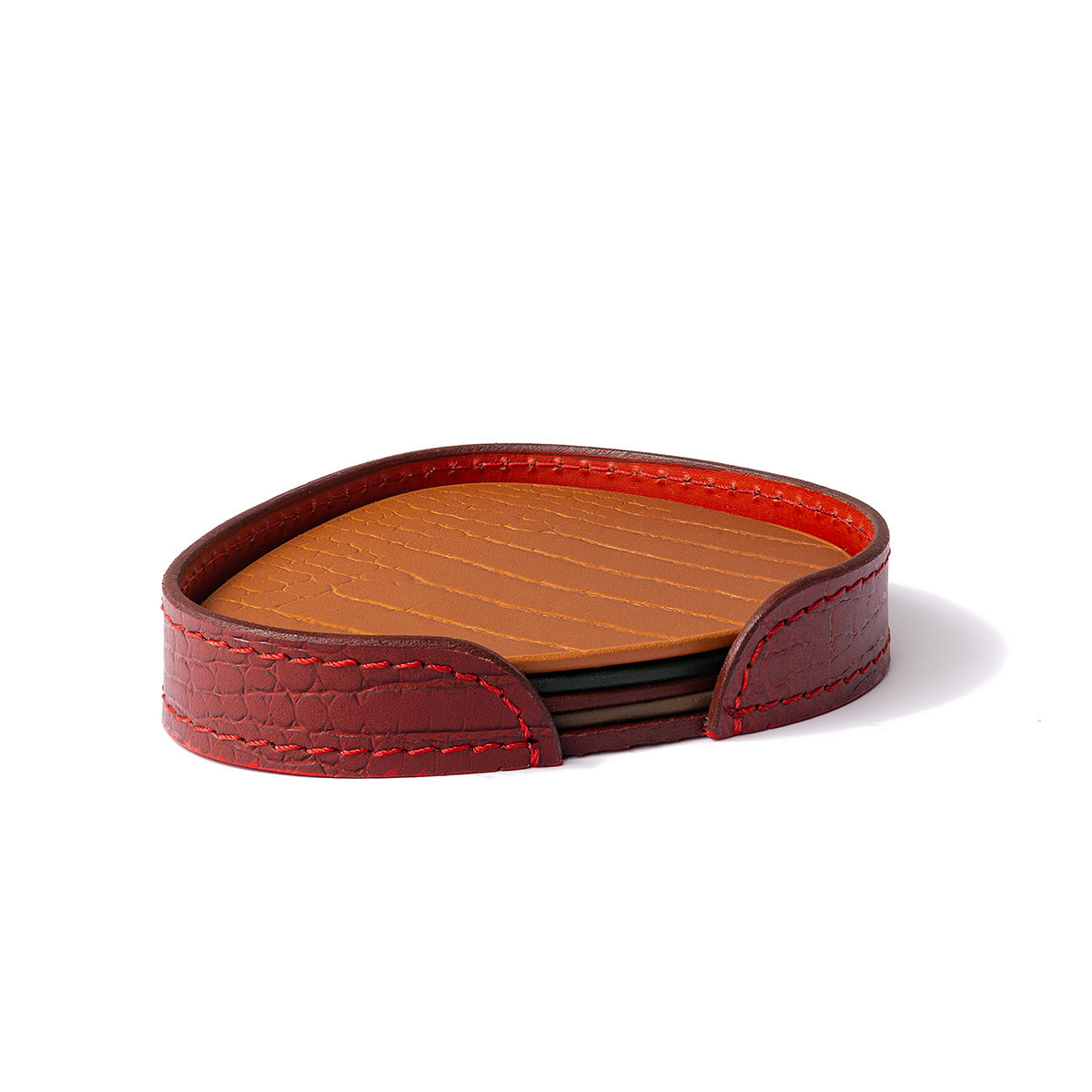 Sterling Coasters Set Abstract Shape Multicolor Maroon