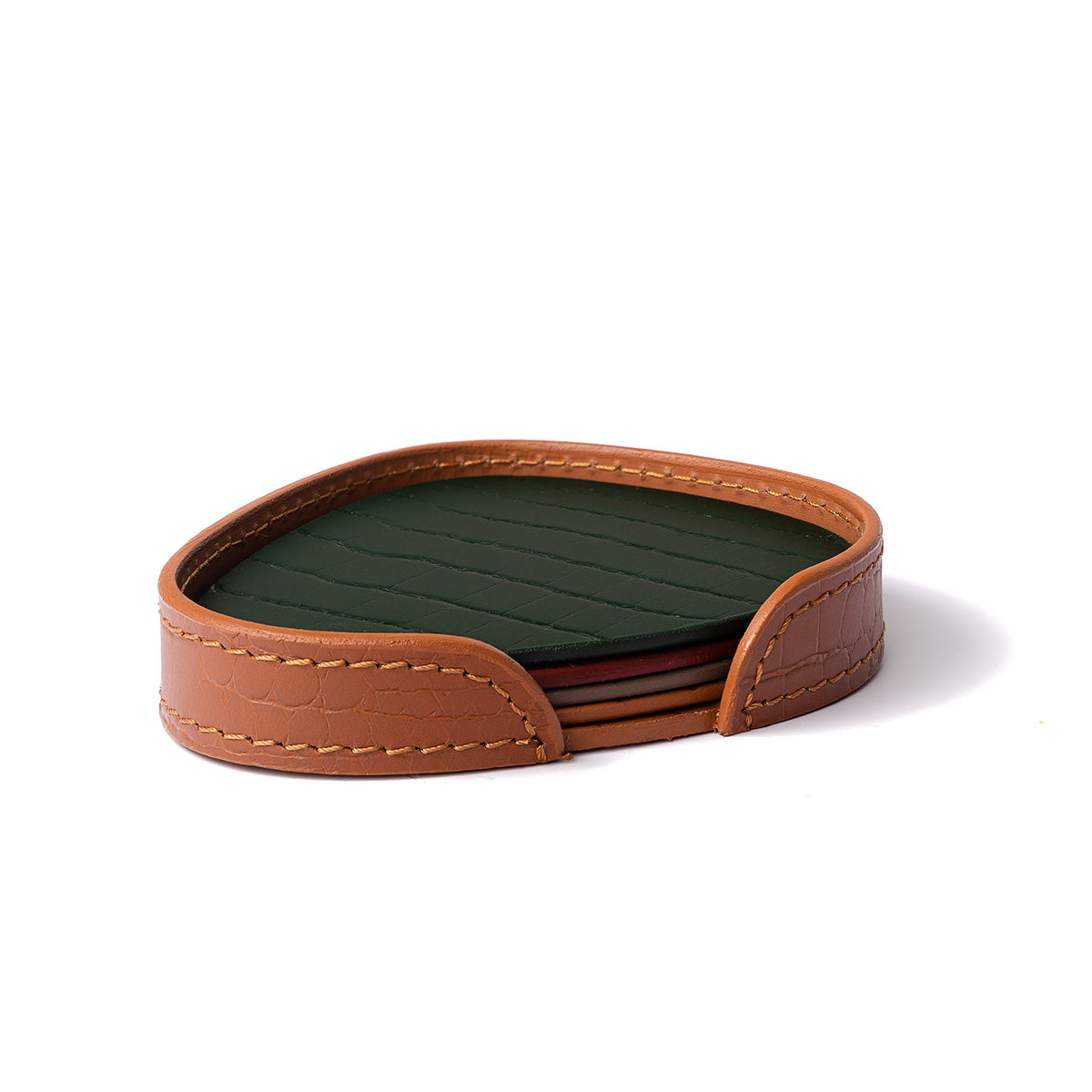 Sterling Coasters Set Abstract Shape Multicolor Tan