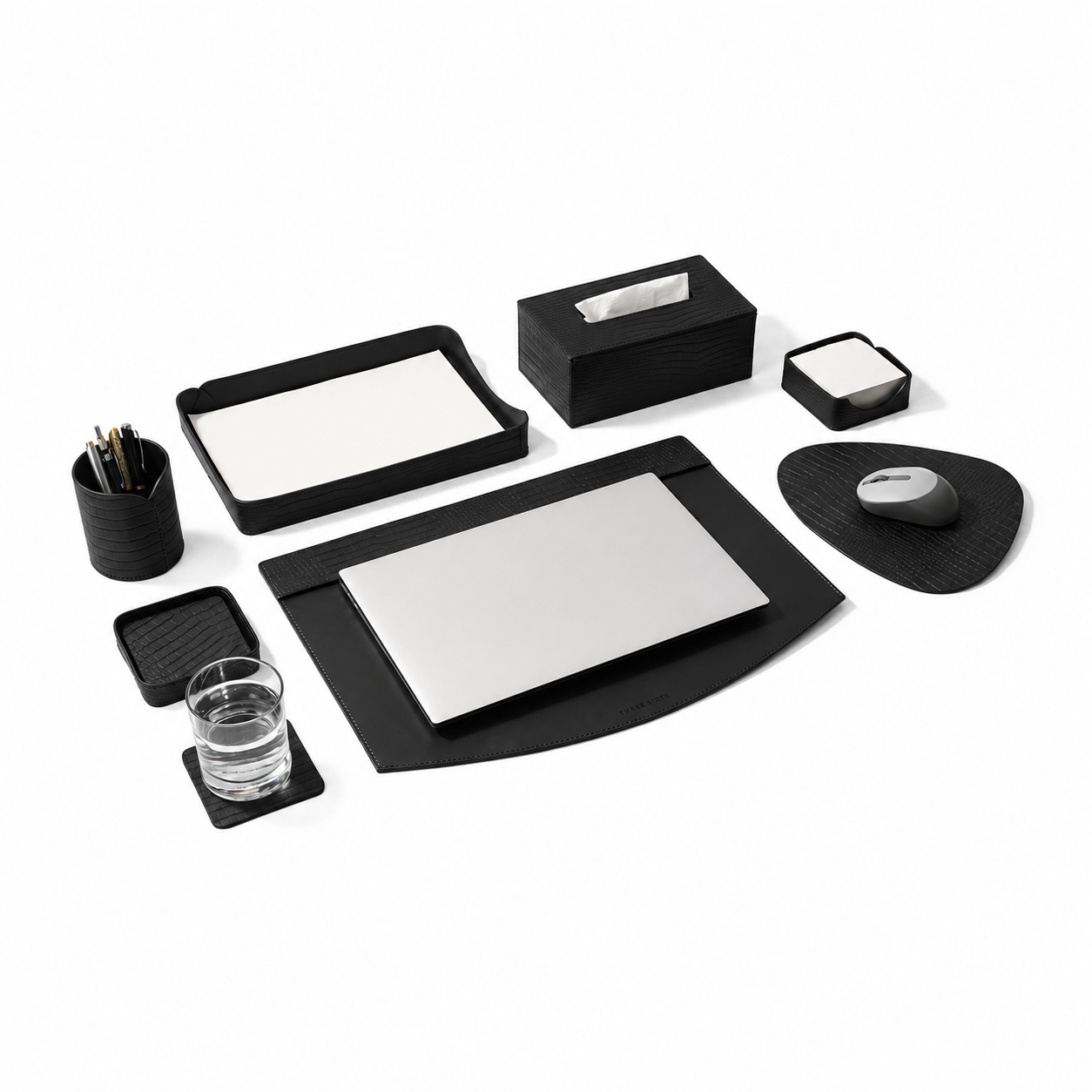 Sterling Croco Desktop Set Black
