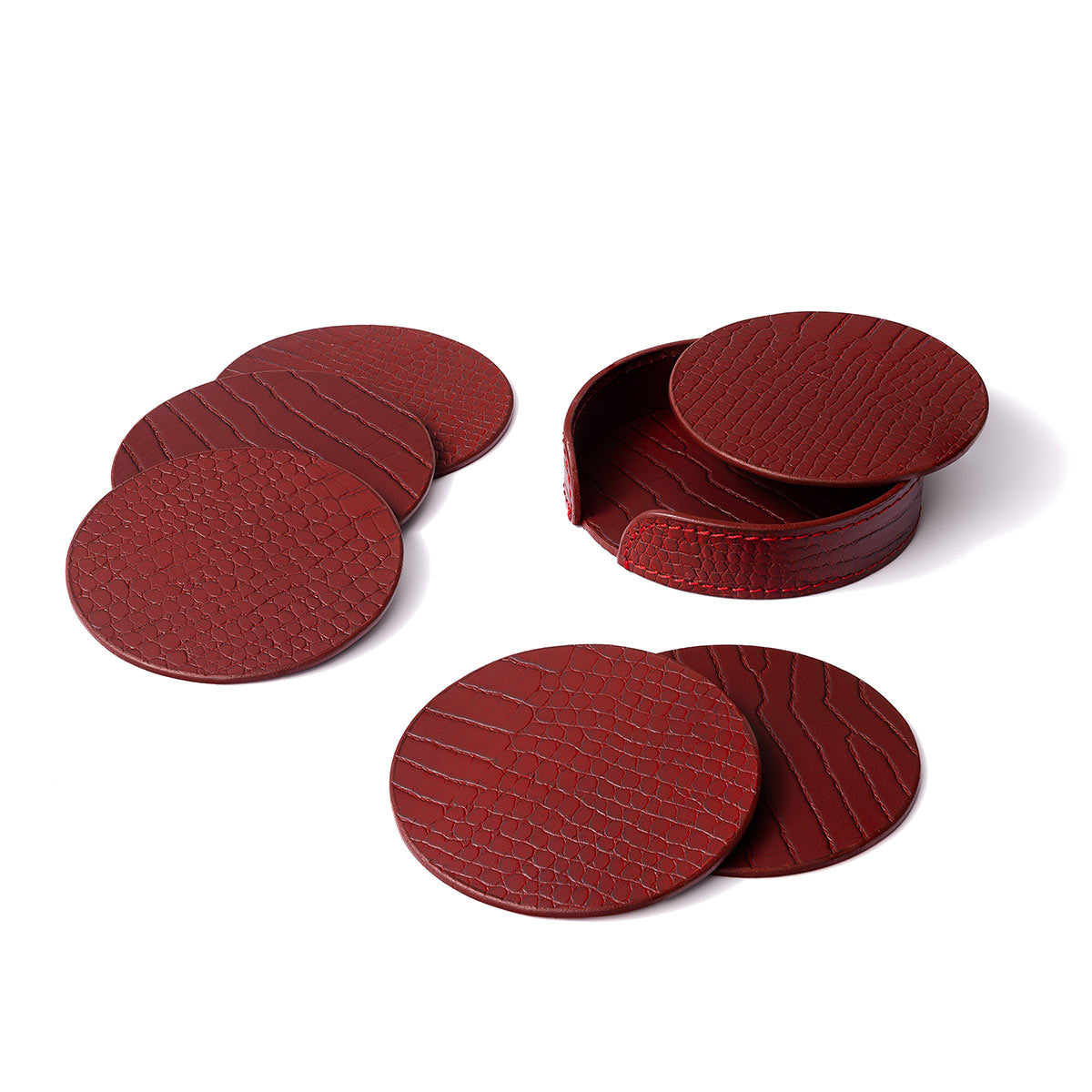 Sterling Coasters Round Maroon