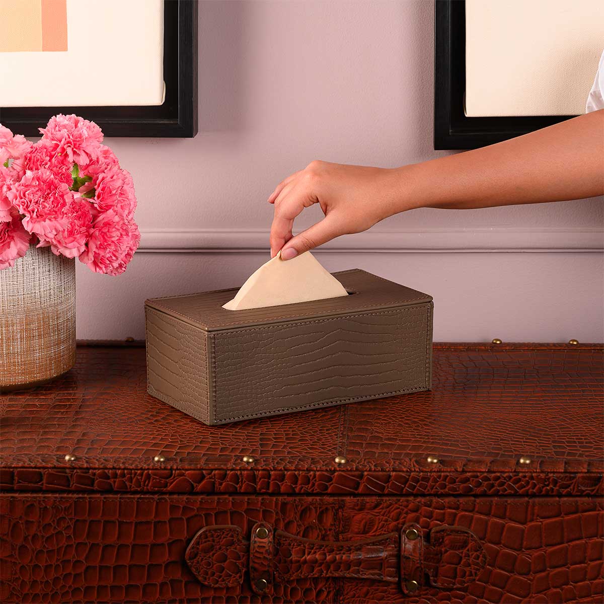 Sterling Tissue Box Holder Taupe