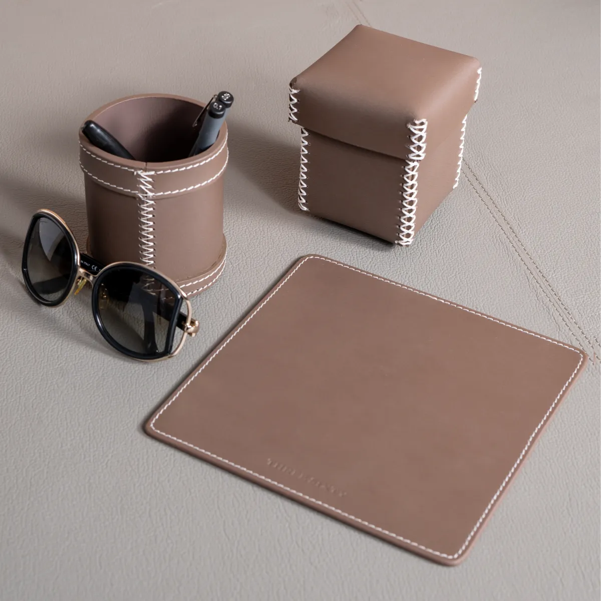 Modella Mousepad, Storage Box And Pen Holder (Taupe)