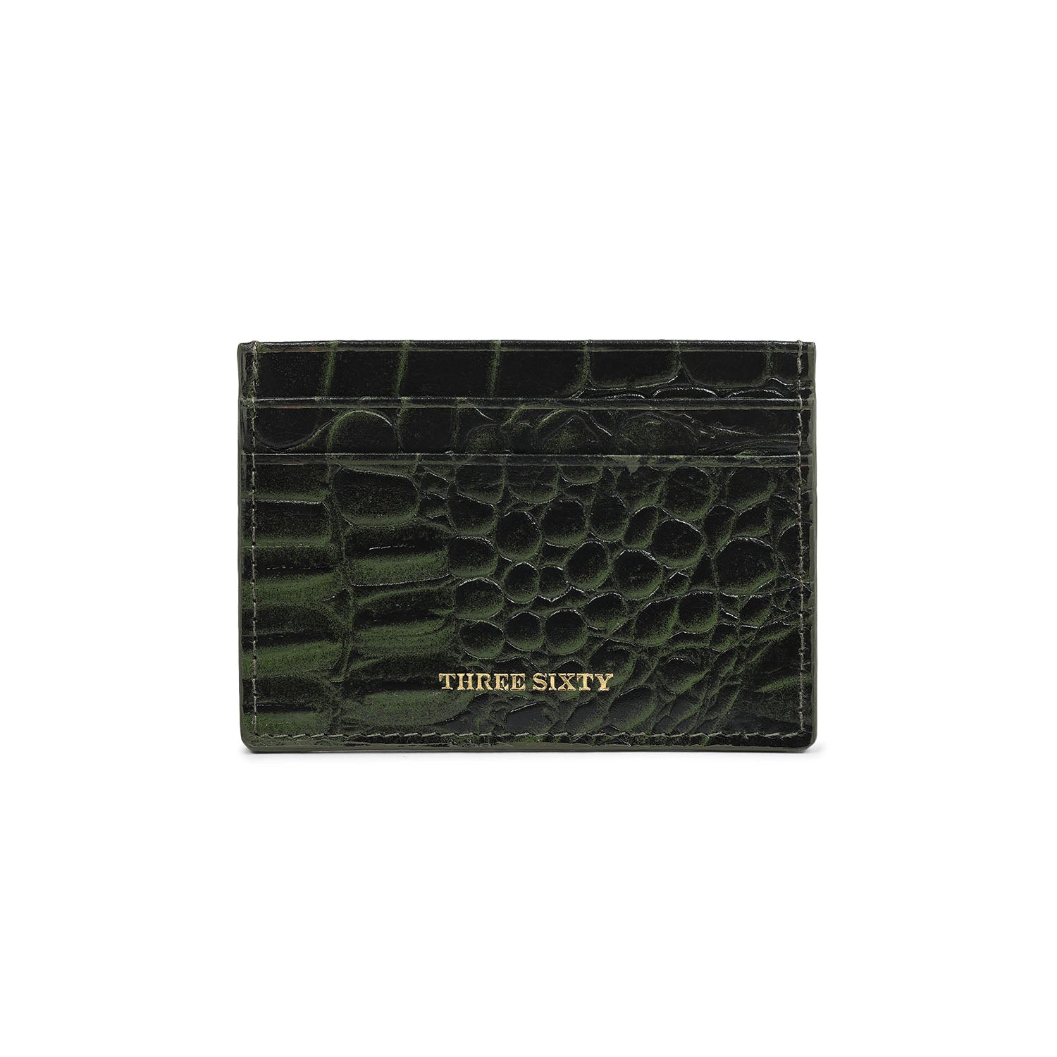 Terra Card Holder Croco Olive Green