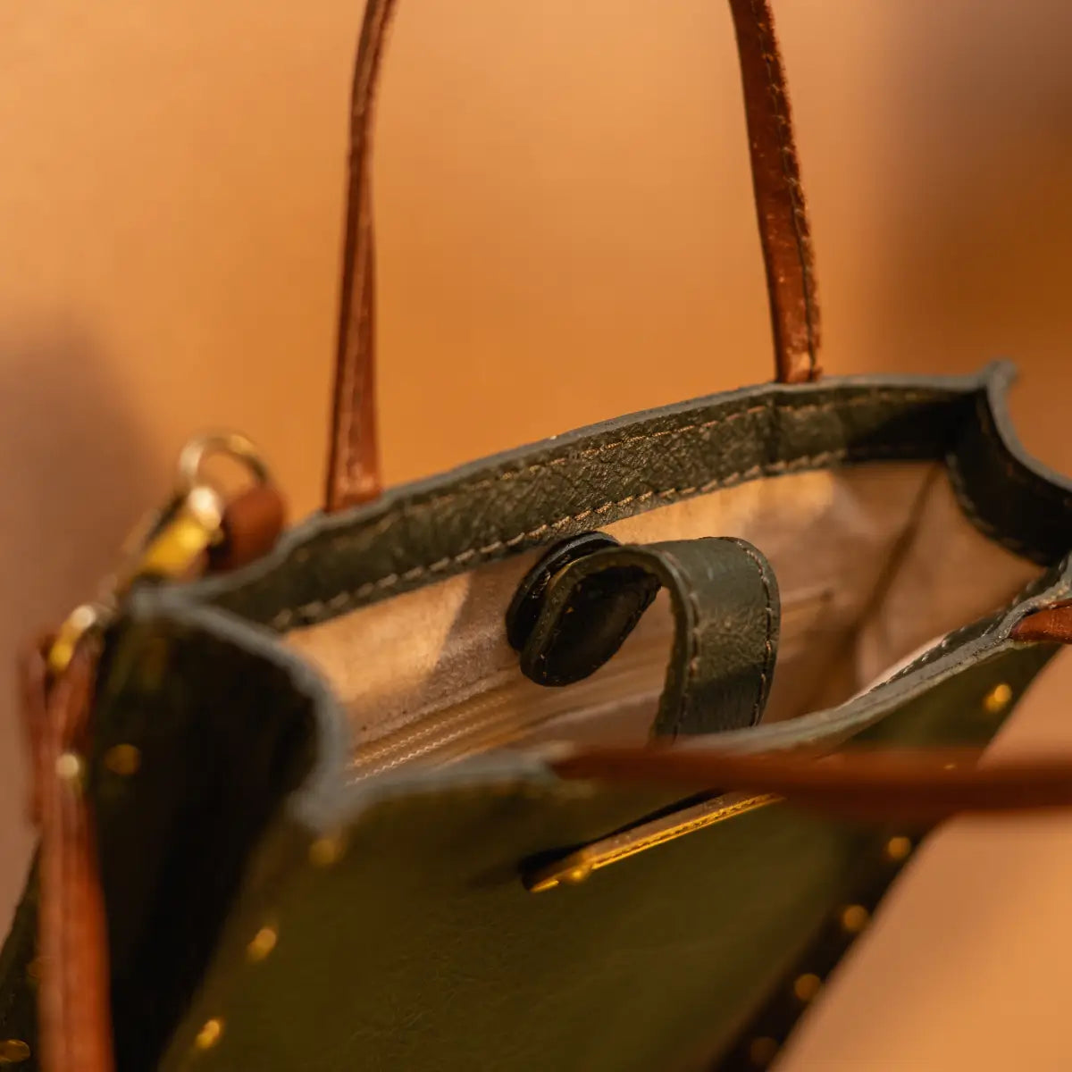 Ines Sling Bag - Genuine Waxy Leather Olive Green