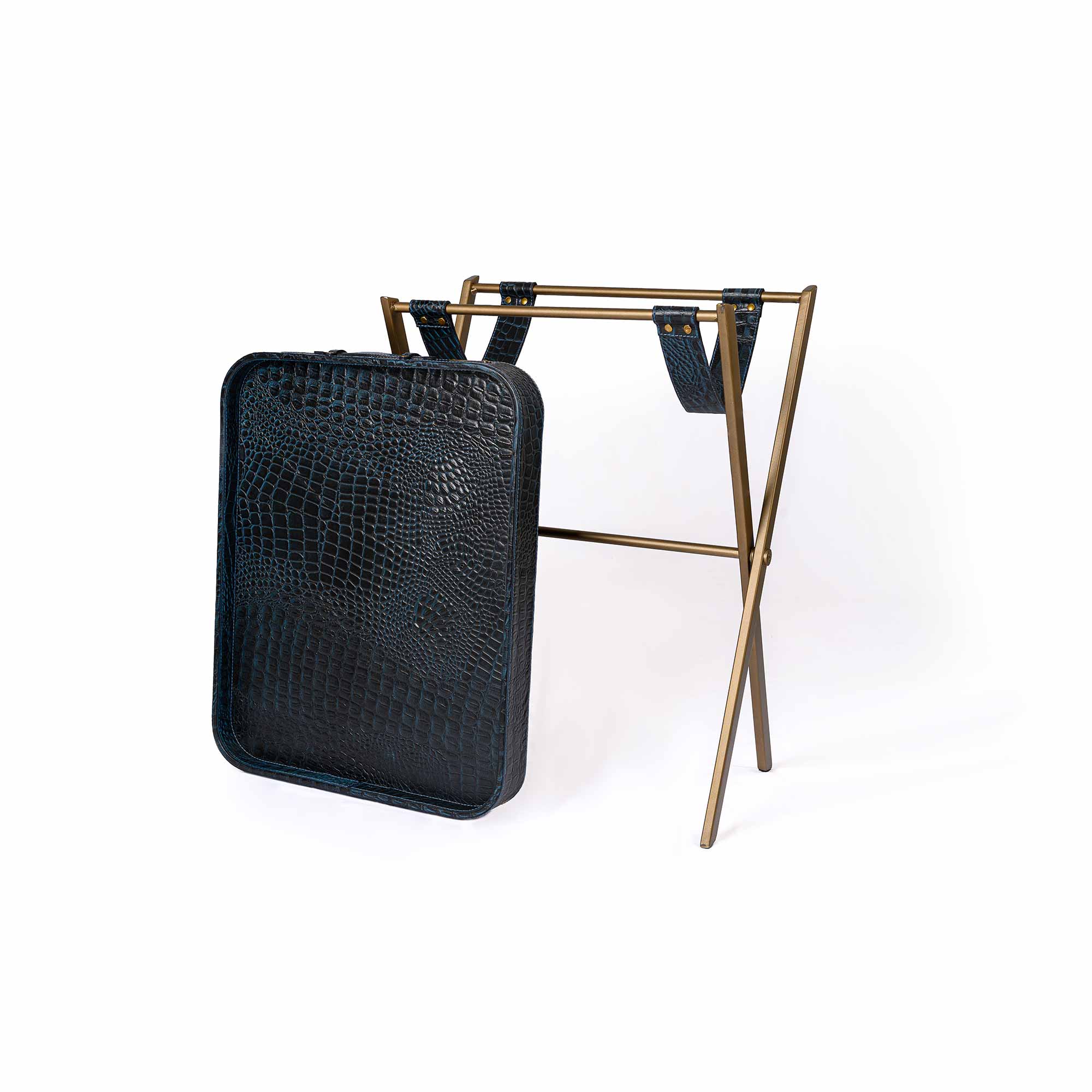 Tray On Stand Croco Blue