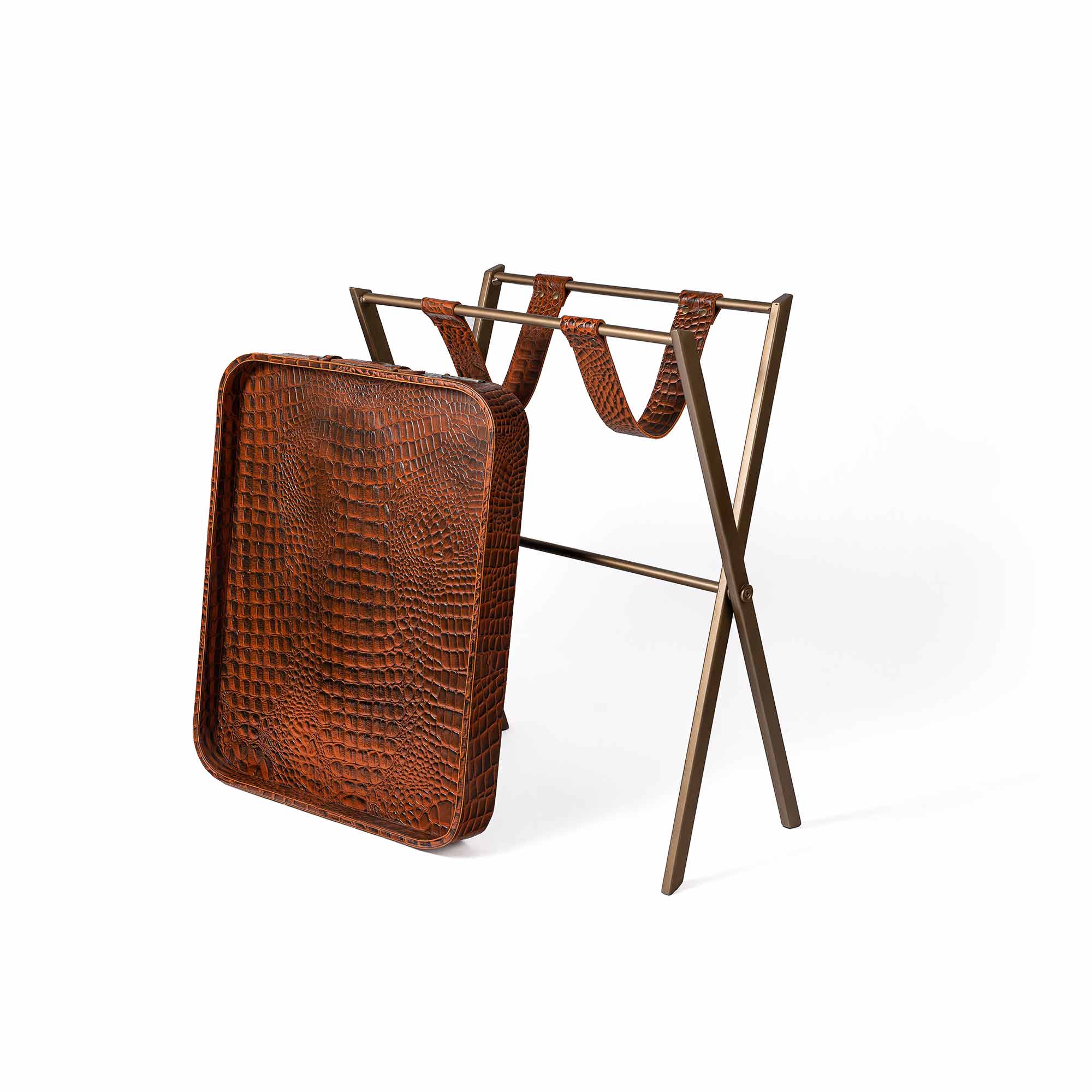 Tray On Stand Croco Tan