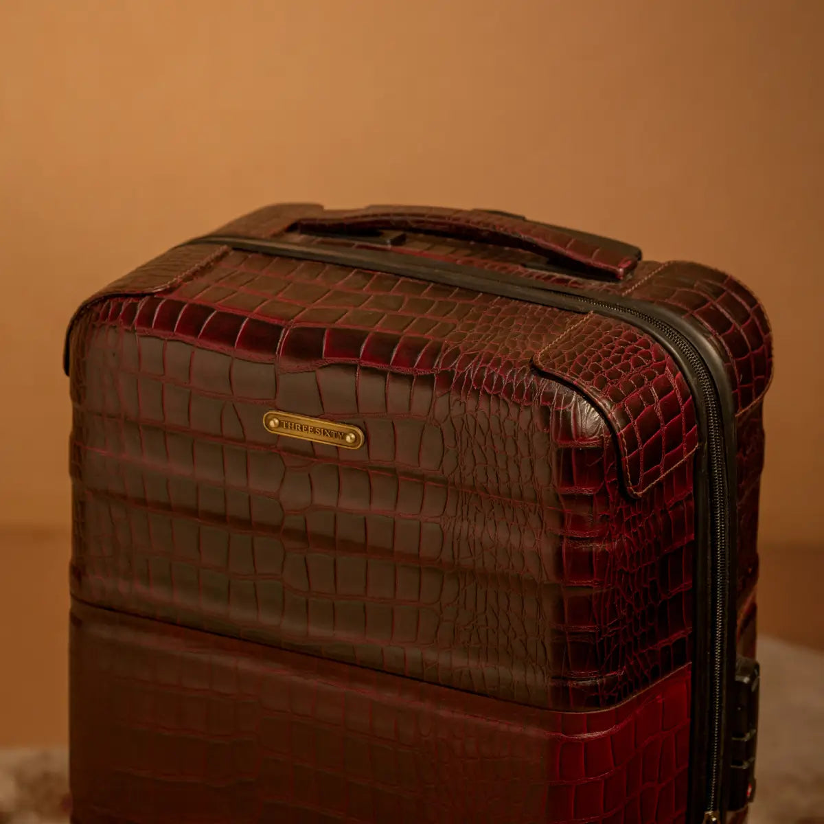 Trolley Bag Premium Quality Genuine Croco Leather Burgundy