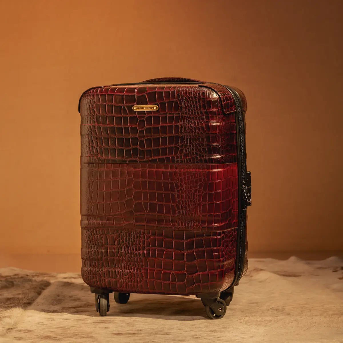 Trolley Bag Premium Quality Genuine Croco Leather Burgundy