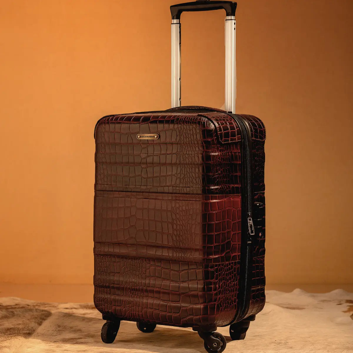 Trolley Bag Premium Quality Genuine Croco Leather Burgundy