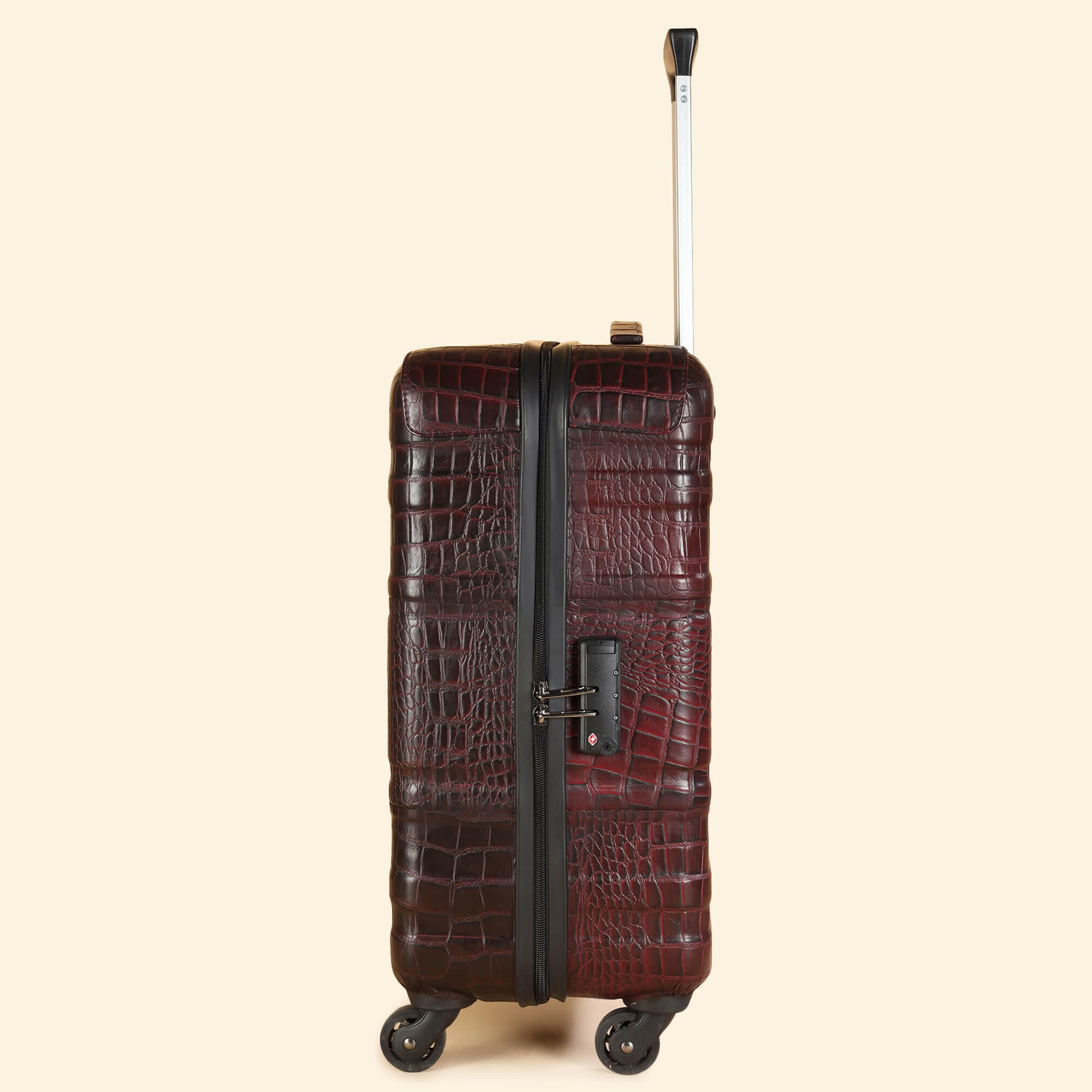 Trolley Bag Premium Quality Genuine Croco Leather Burgundy