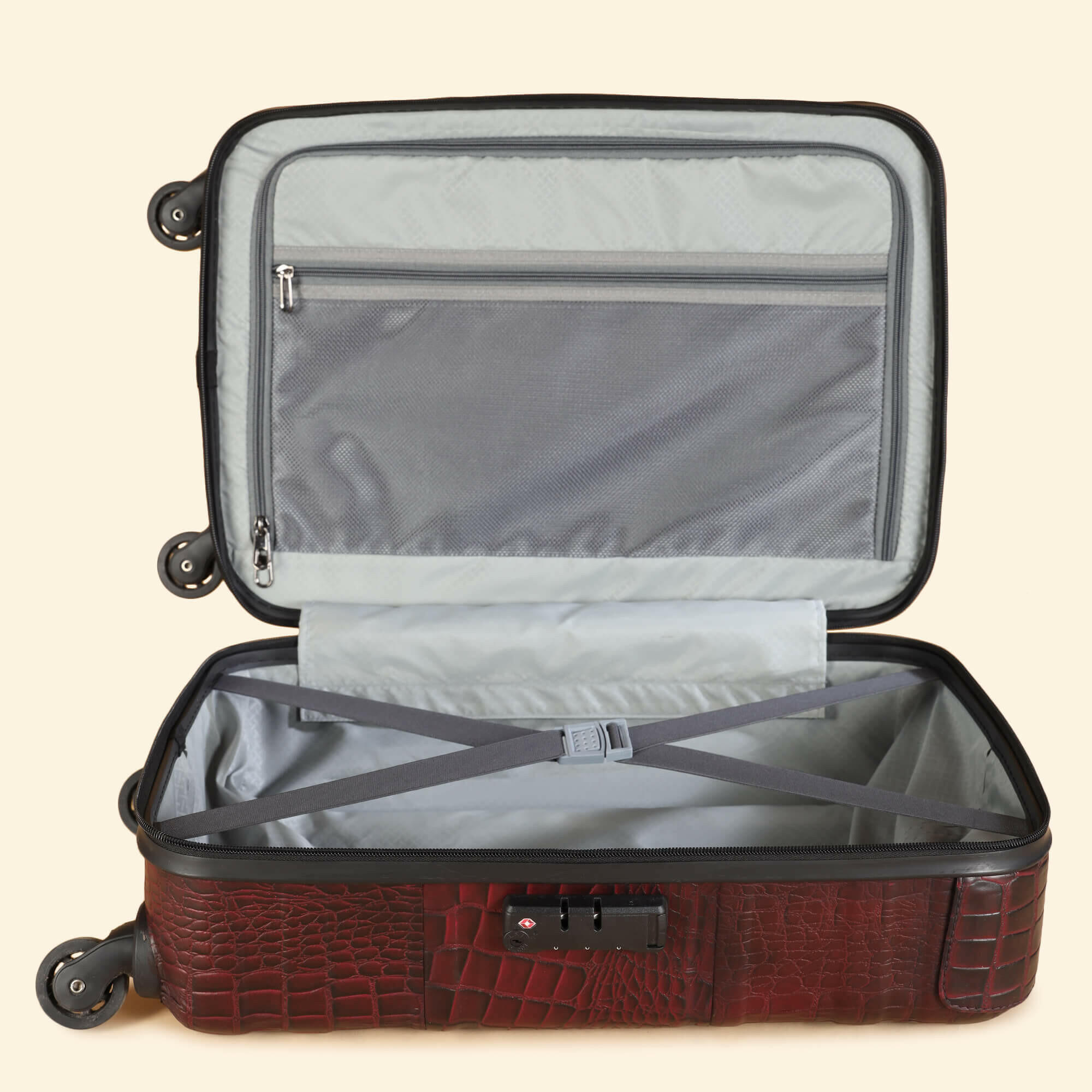 Trolley Bag Premium Quality Genuine Croco Leather Burgundy