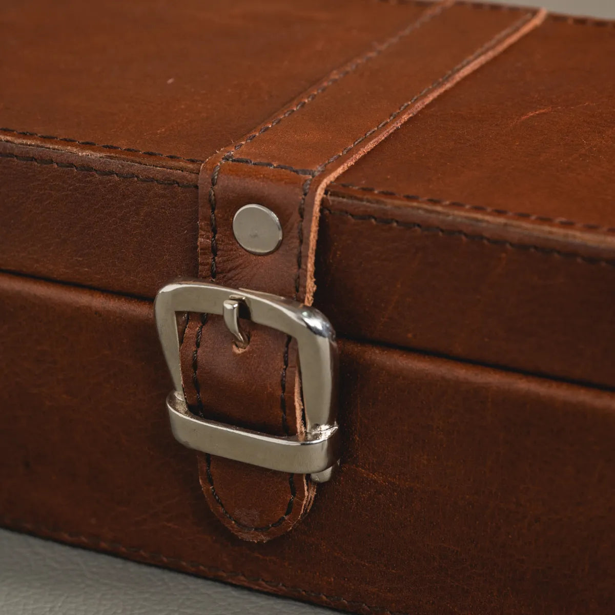 Watch Box of 4 Waxy Leather - Cognac