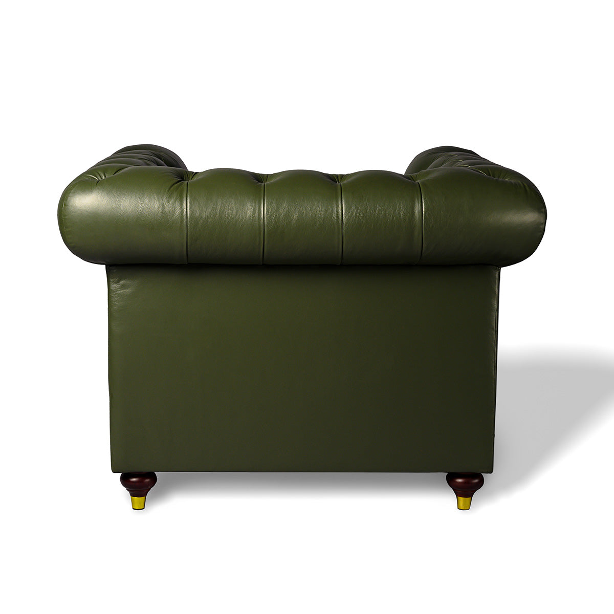 Chesterfield Genuine Leather Single Seater Sofa Olive Green