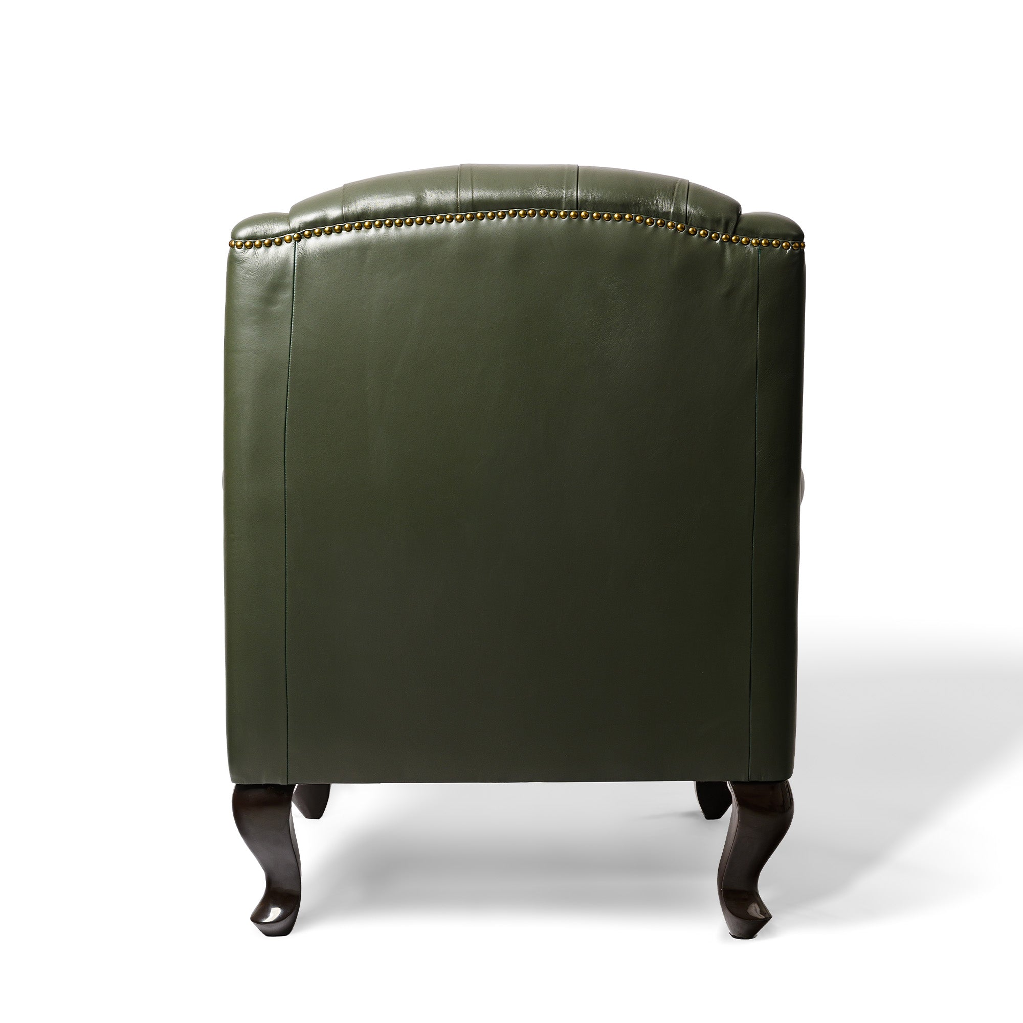 Genuine Leather Chesterfield Wing Chair Green