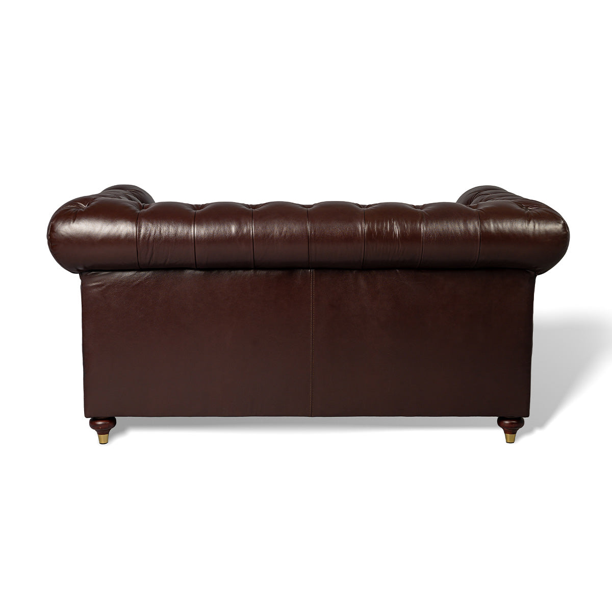 Chesterfield Genuine Leather Two Seater Sofa Brown