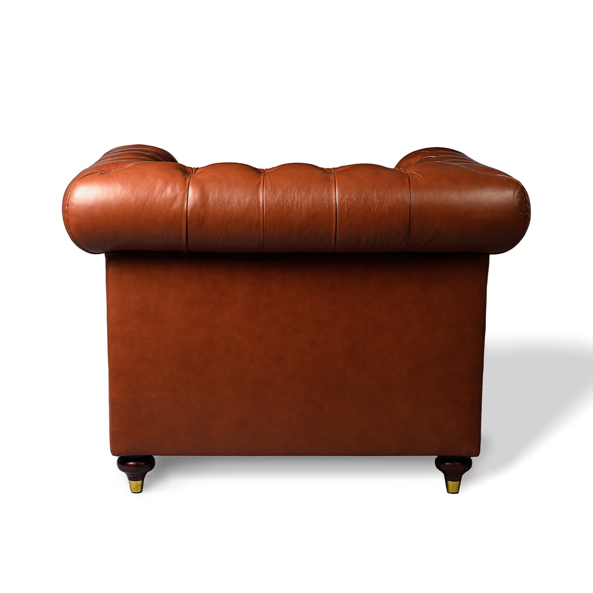 Chesterfield Genuine Leather Single Seater Sofa Cognac