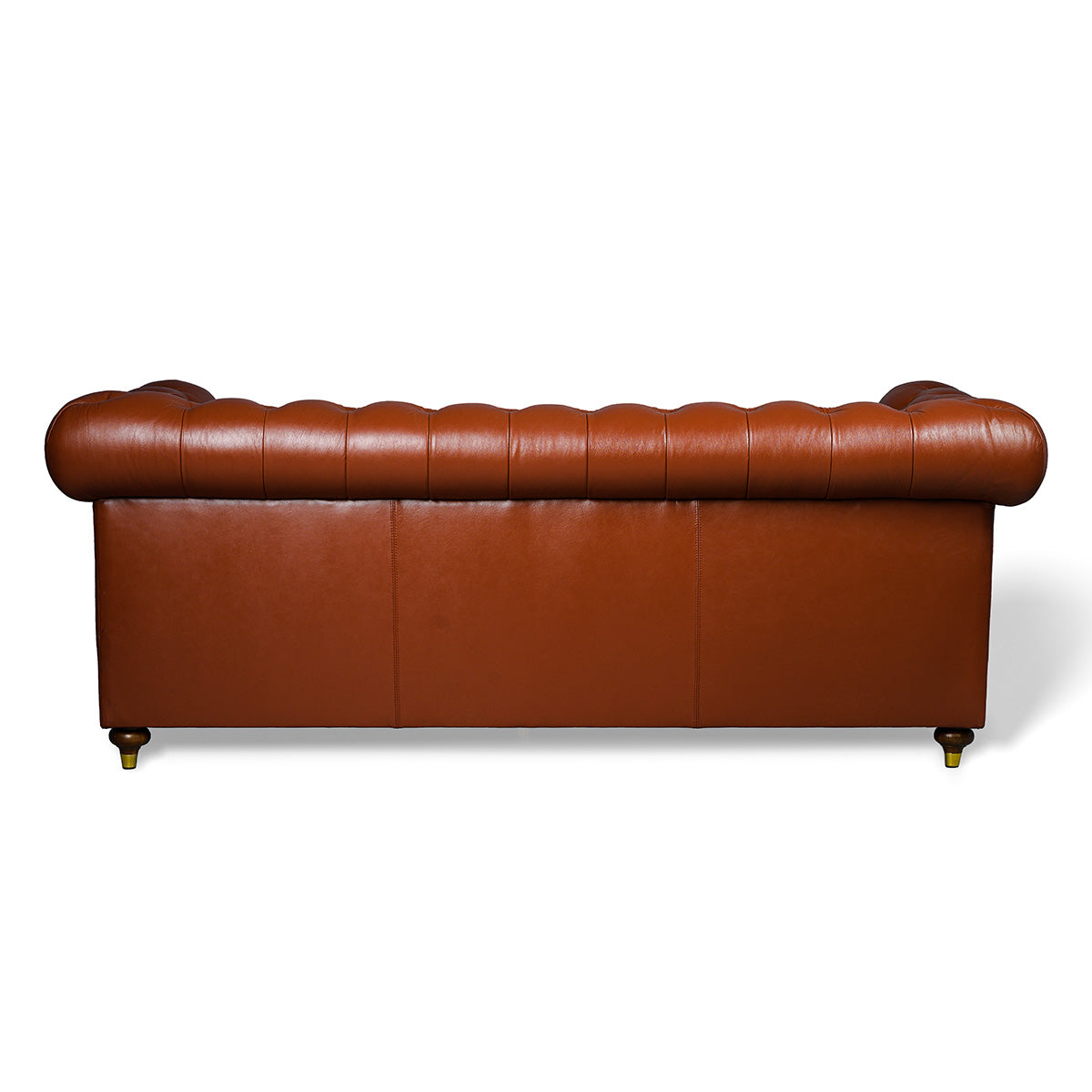 Chesterfield Genuine Leather Three Seater Sofa Cognac