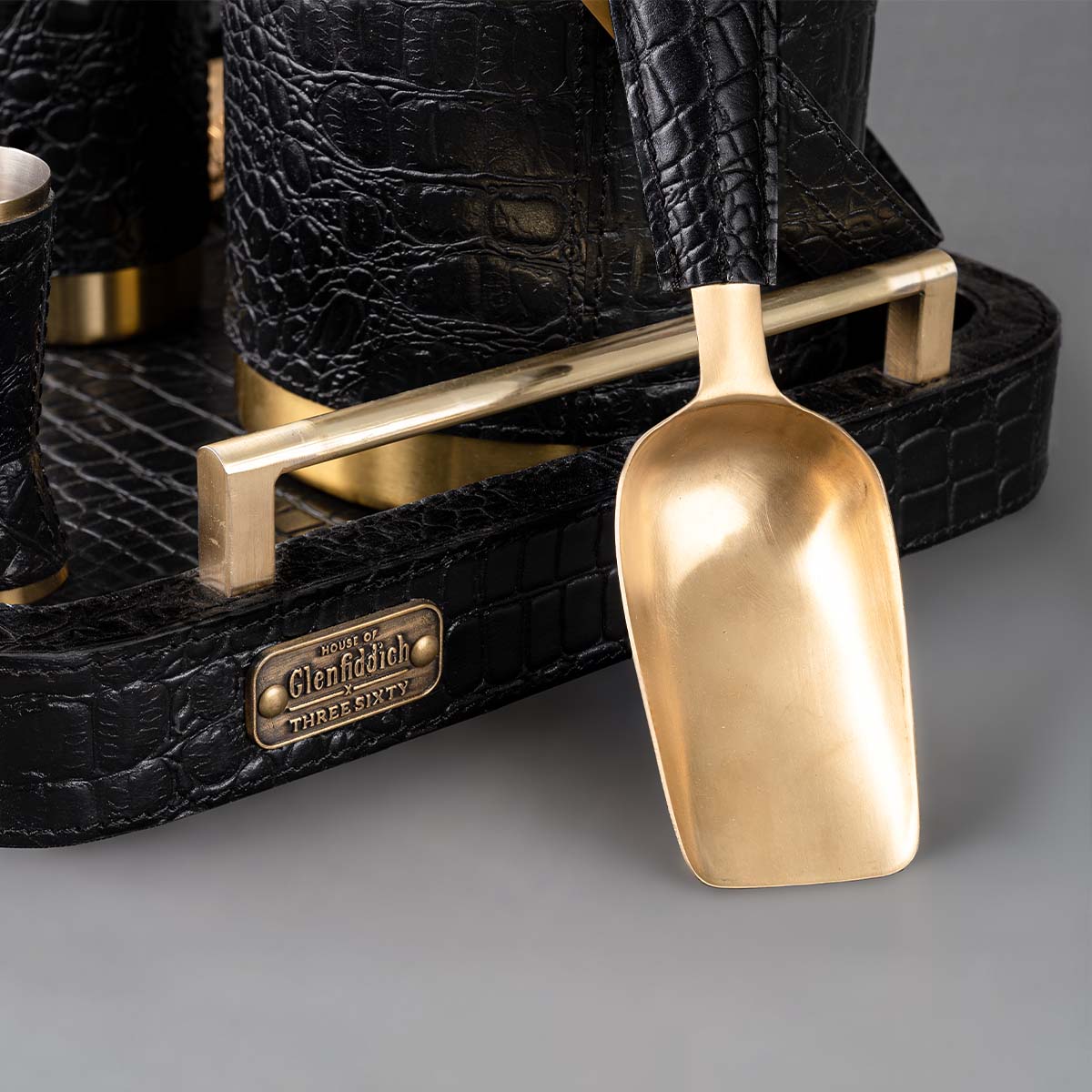 Debonair Bar Tray & Cocktail Set Metal Handle - Black