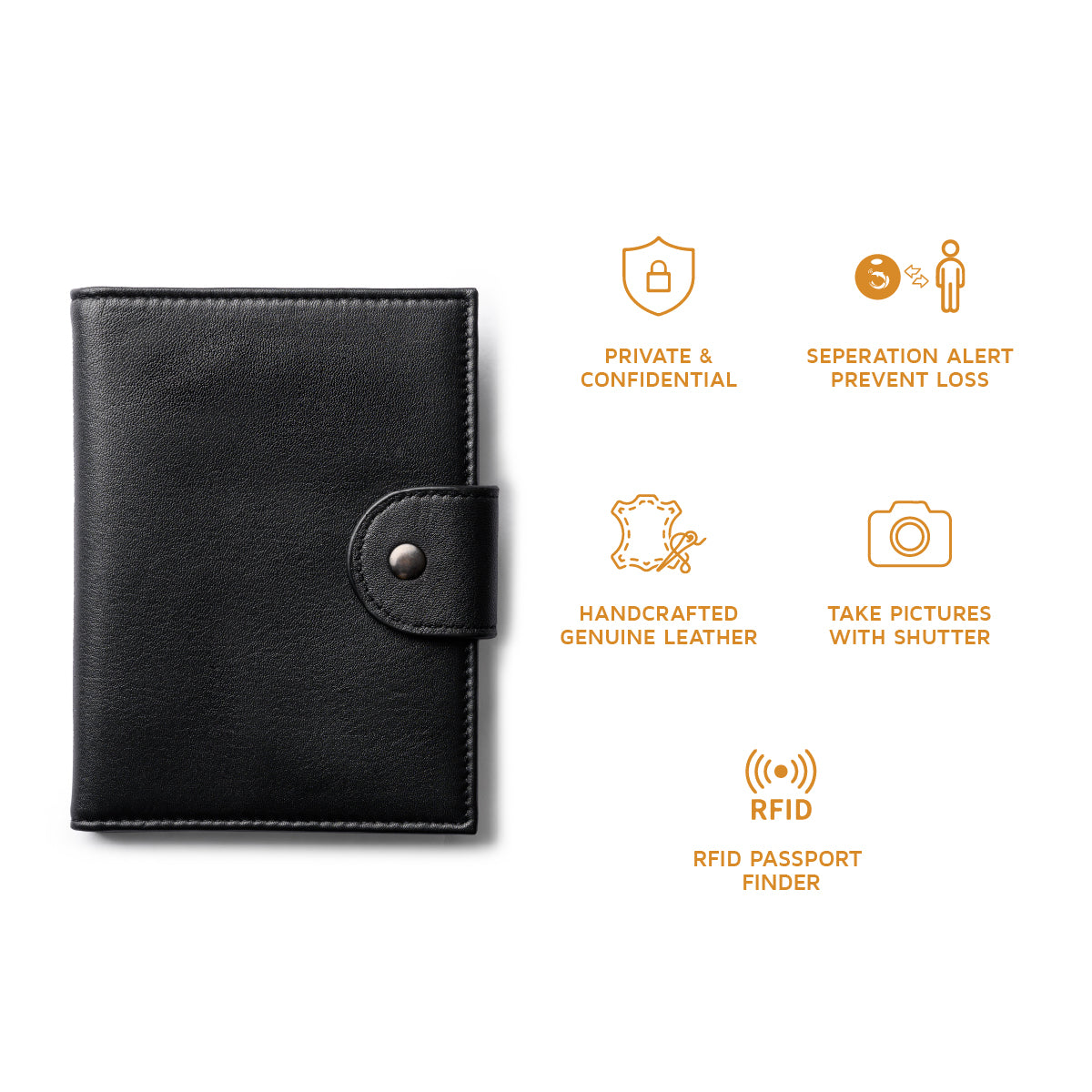 Orbit Smart Passport Holder Bi-Fold Black