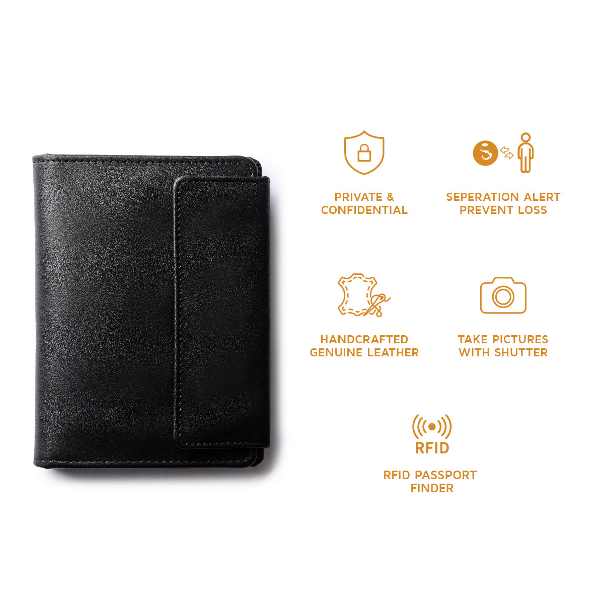 Orbit Smart Passport Holder Tri-Fold Black