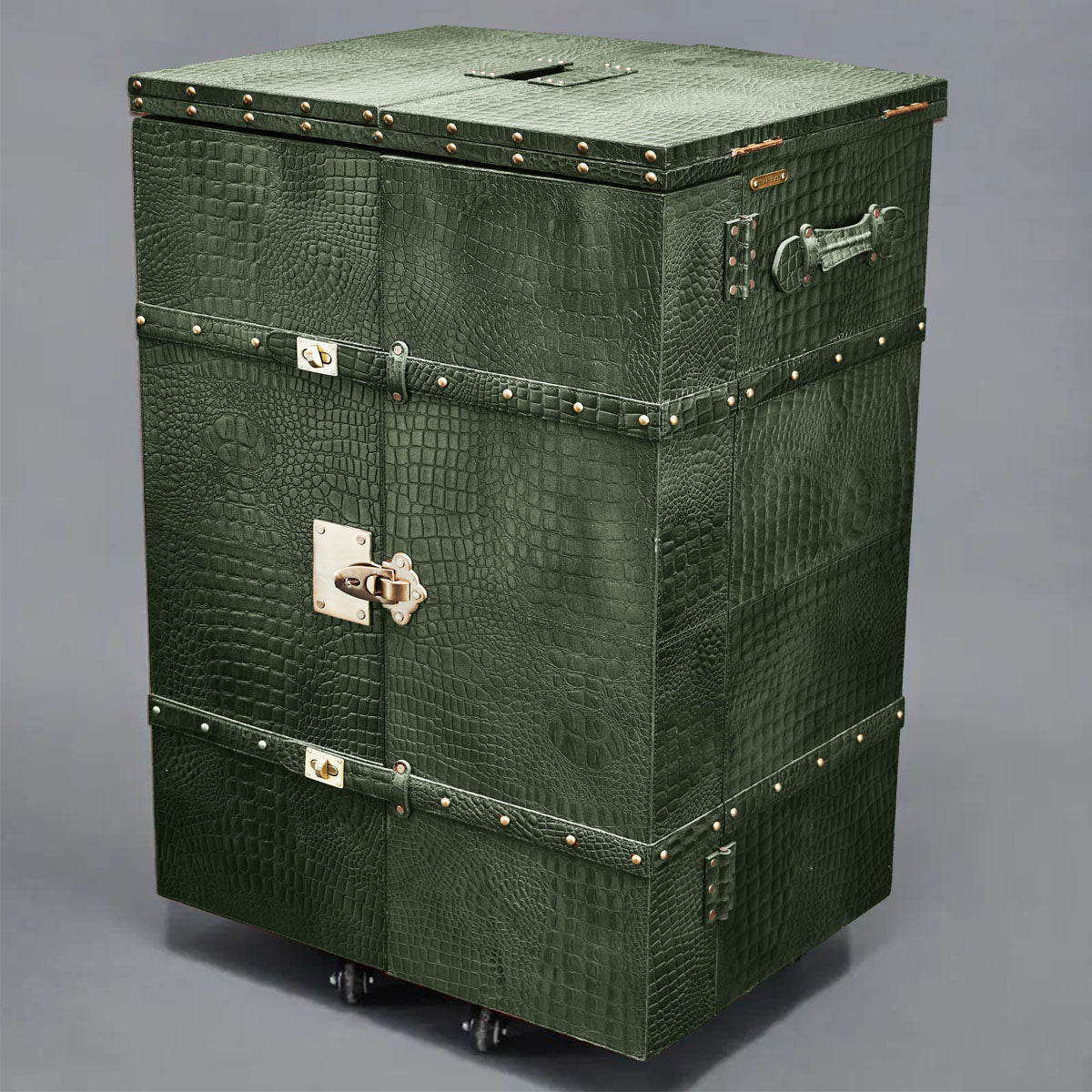Panama Croco Medium Flap Open Bar Green