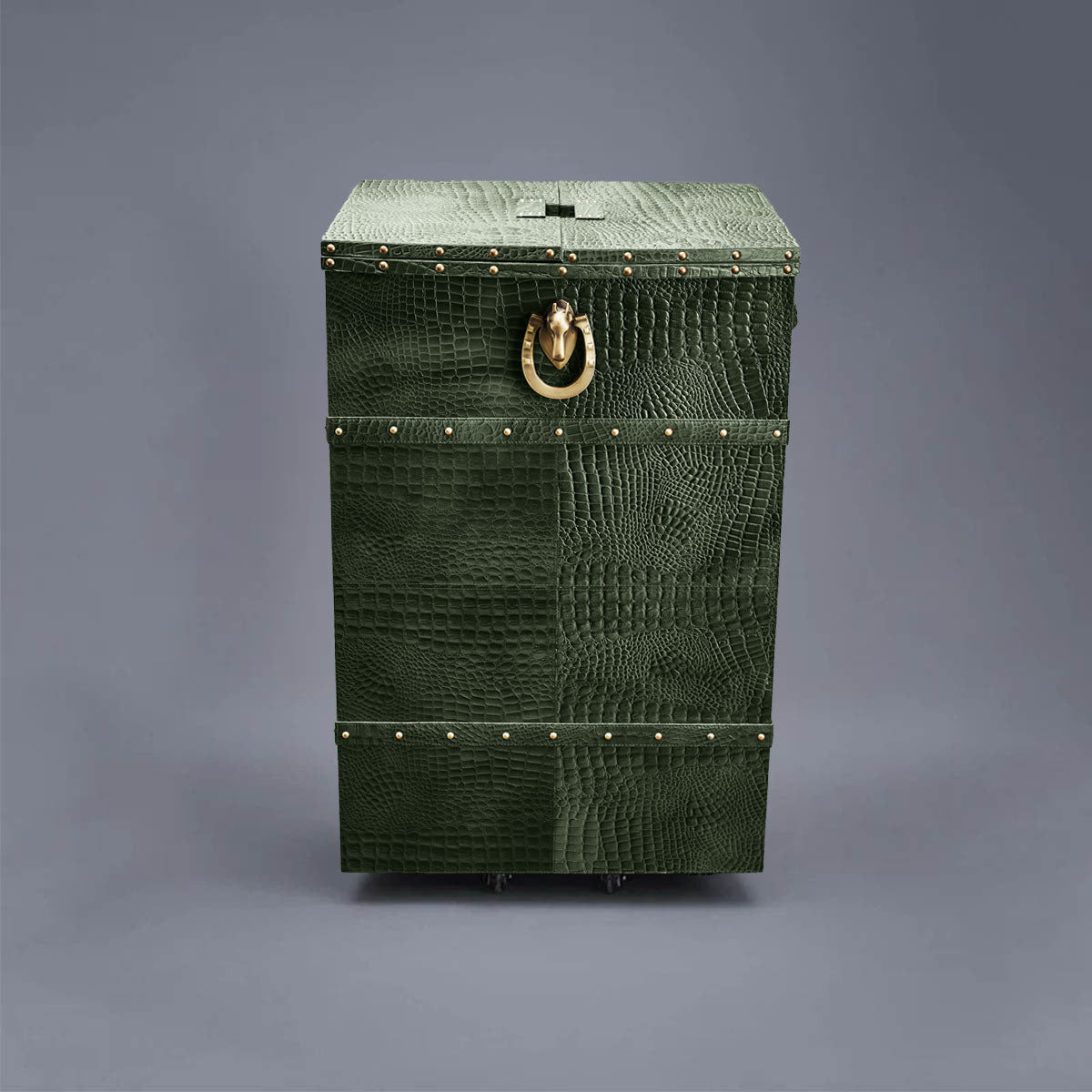 Panama Croco Medium Flap Open Bar Green
