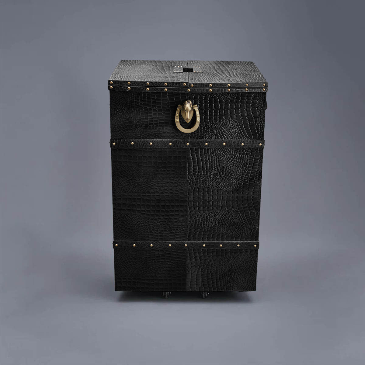 Panama Croco Medium Flap Open Bar Black