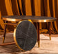 Round Centre Table- Embossed Leather Blue