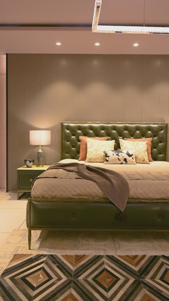 Chesterfield Leather King Bed Red - Three Sixty Life