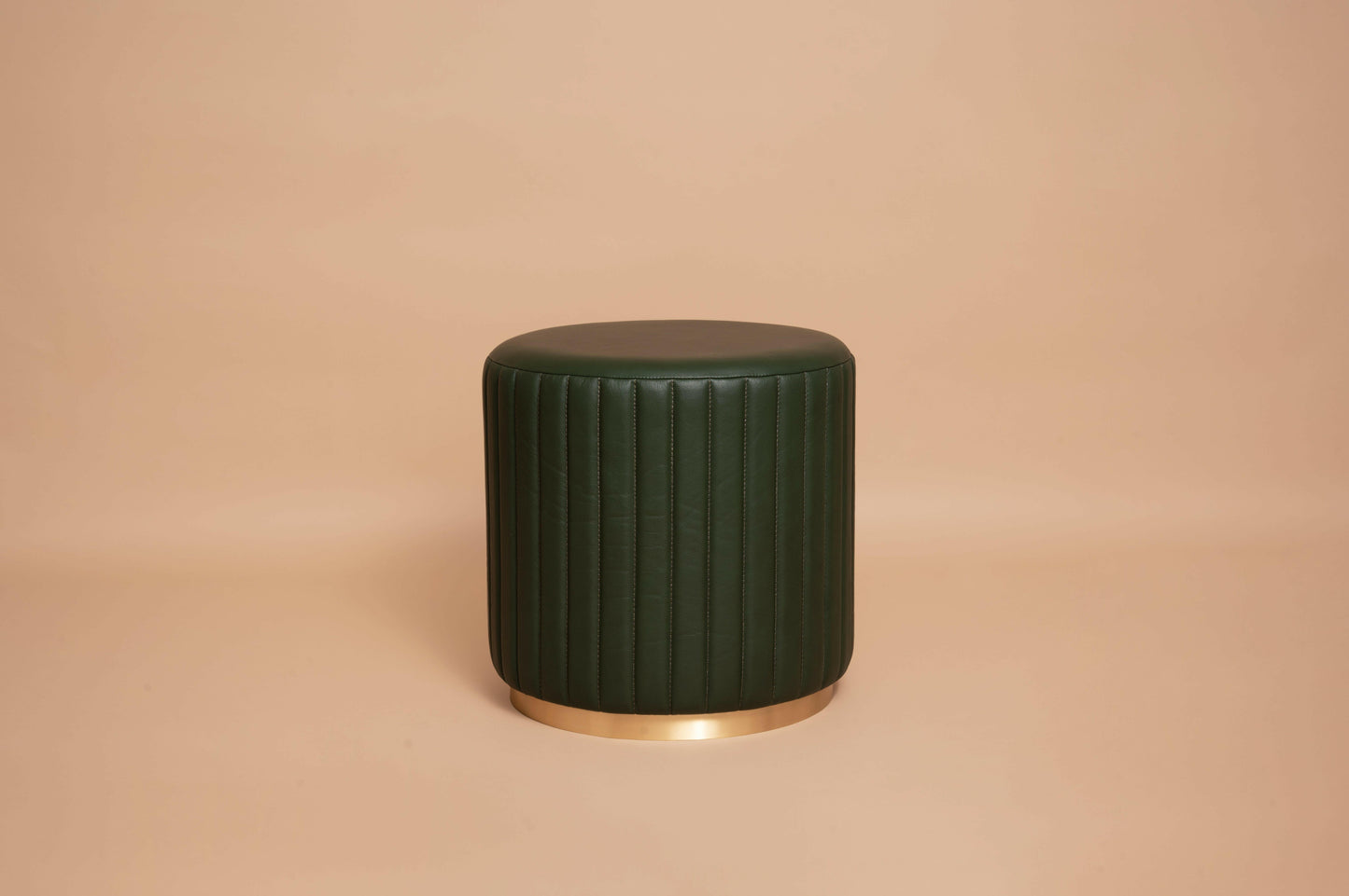 Linear Round Ottoman Olive Green