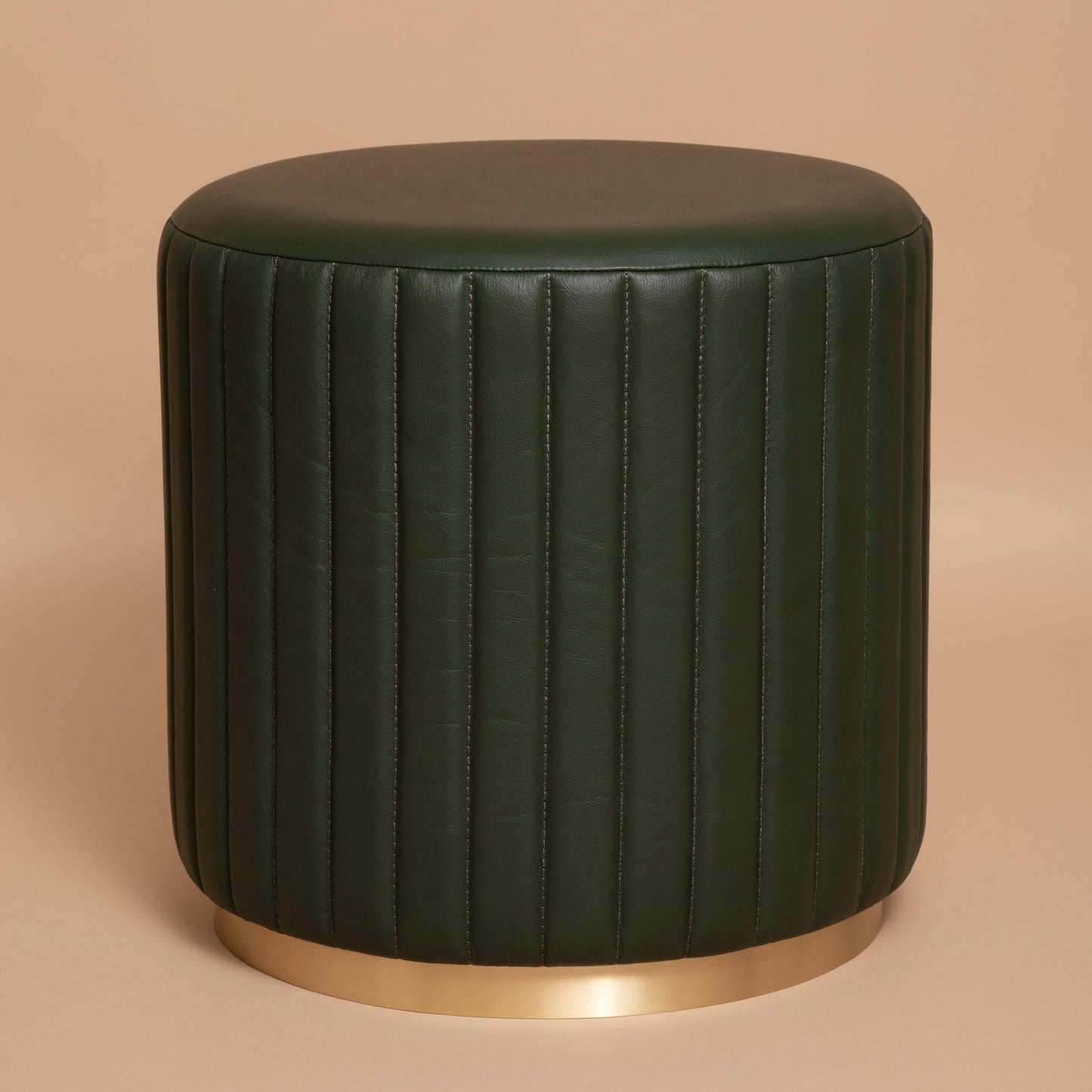 Linear Round Ottoman Olive Green