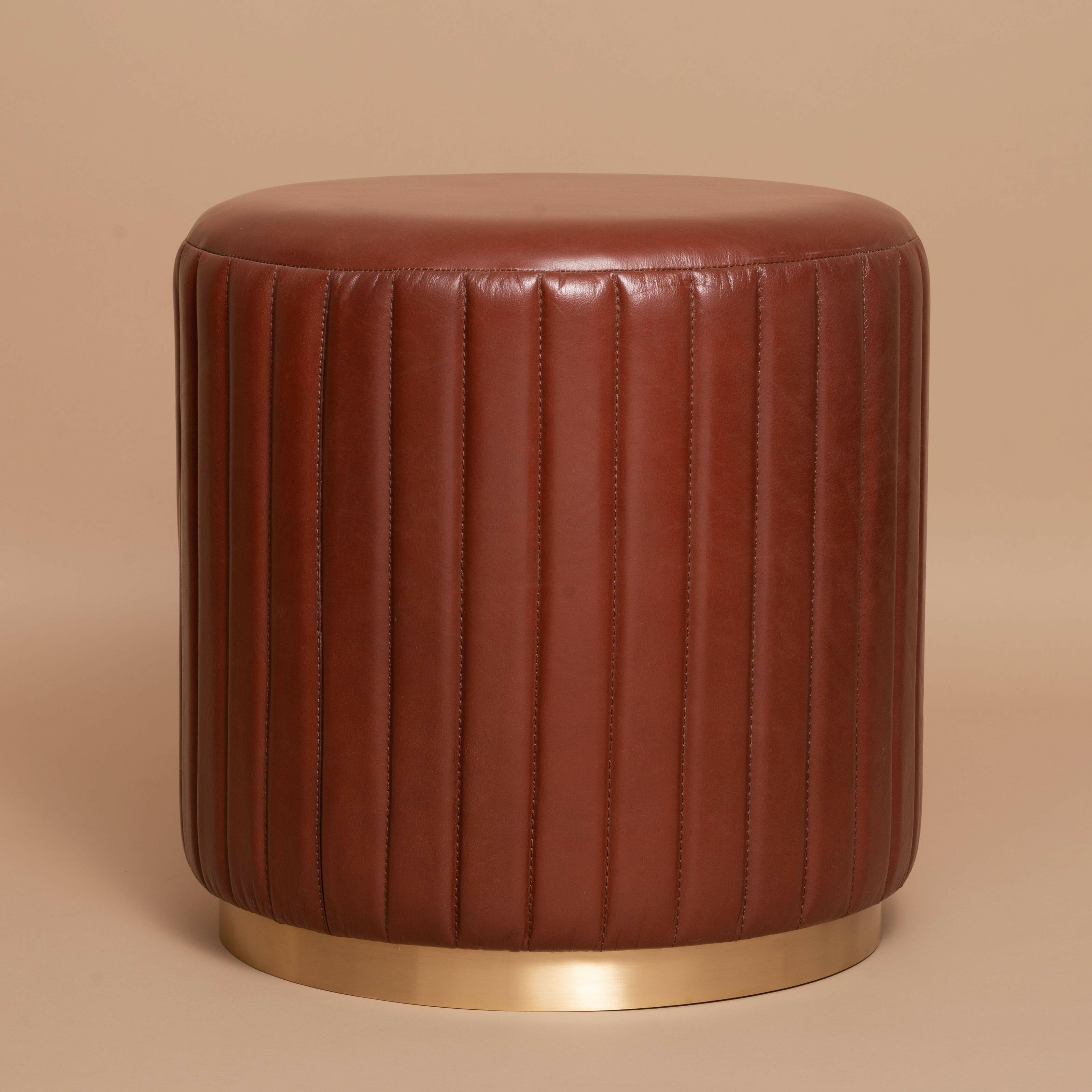 Linear Round Ottoman Brown - Three Sixty