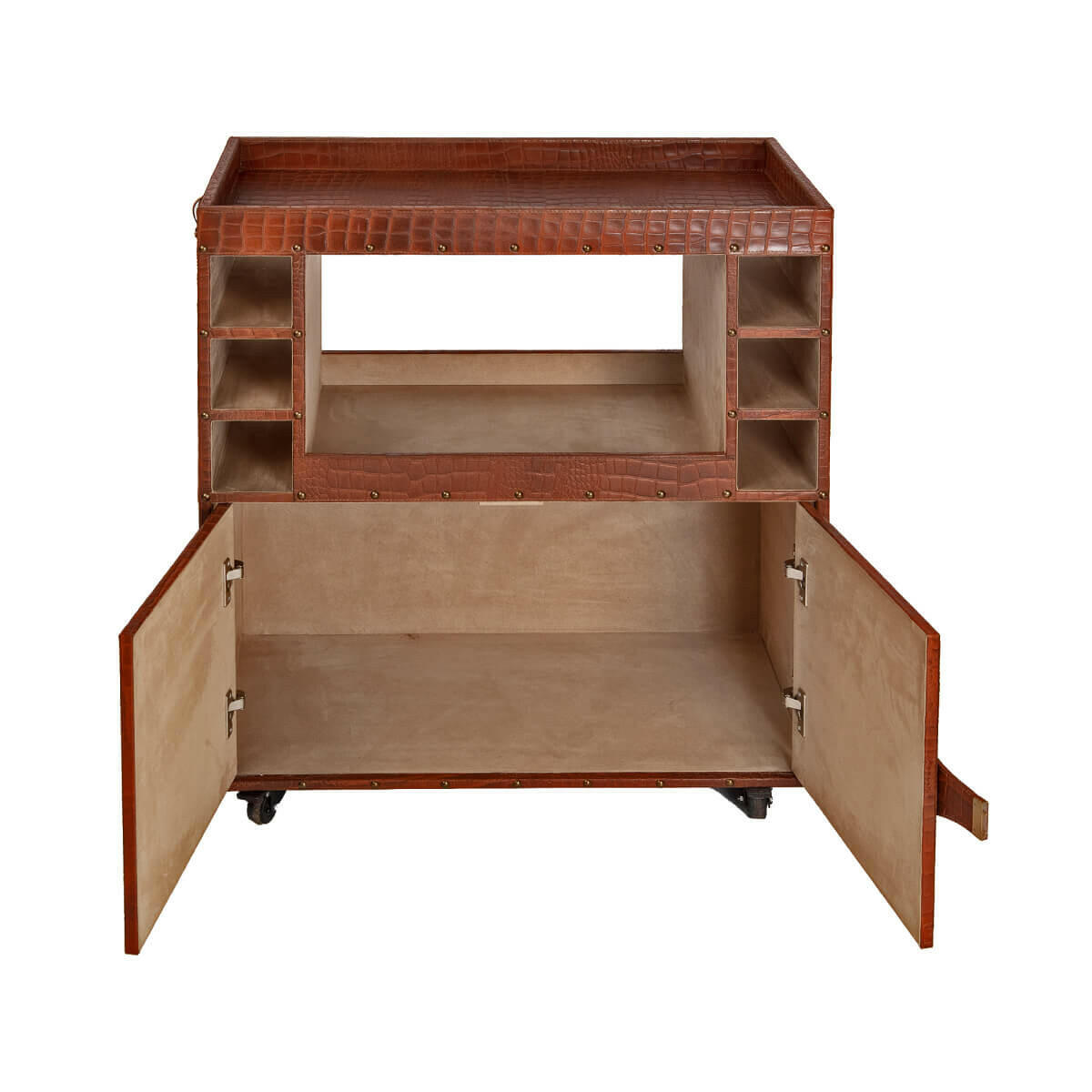 Belize Croco Leather Bar Trolley Tan