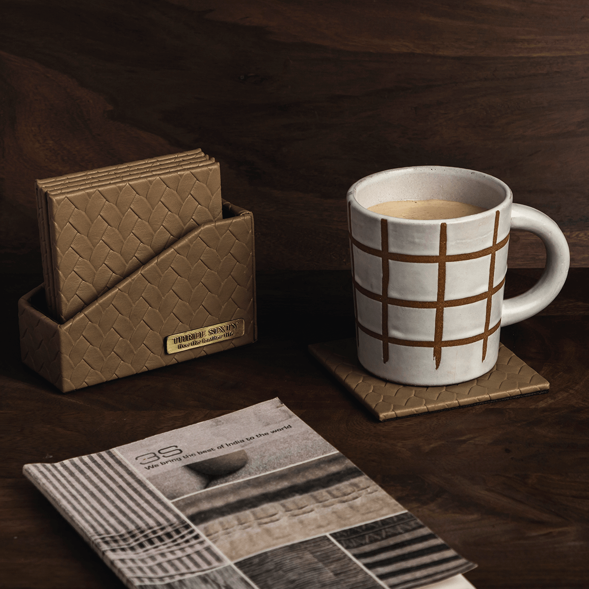 Entwine Coasters Set Of 6 Beige