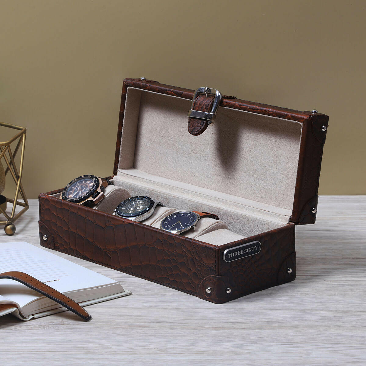 Eden Watch Box of 4 - Brown Croco