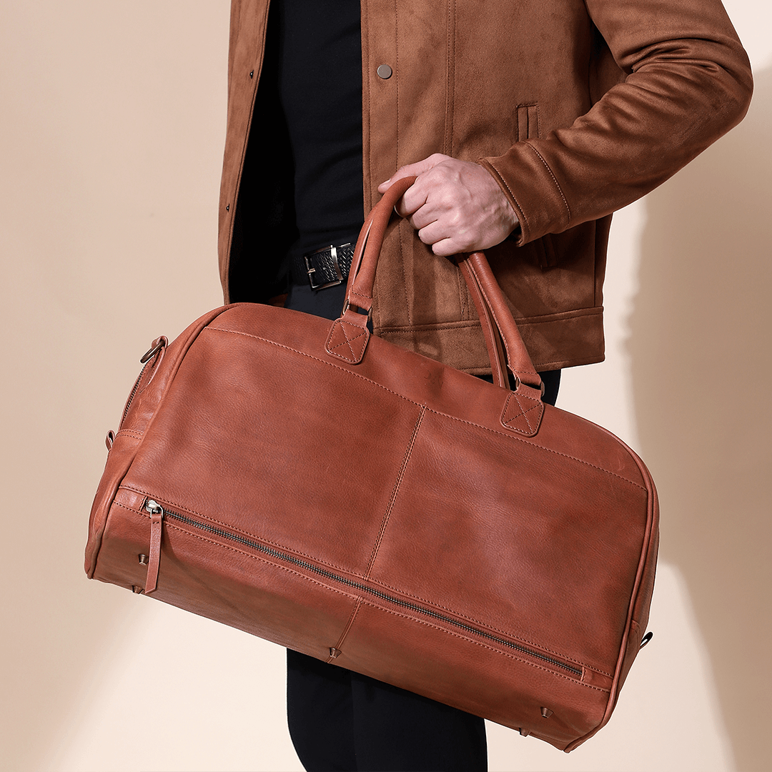 Duffle Bag Cow Wash Genuine Leather Tan