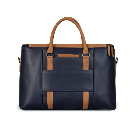 Duffle Bag Genuine Leather Blue & Brown