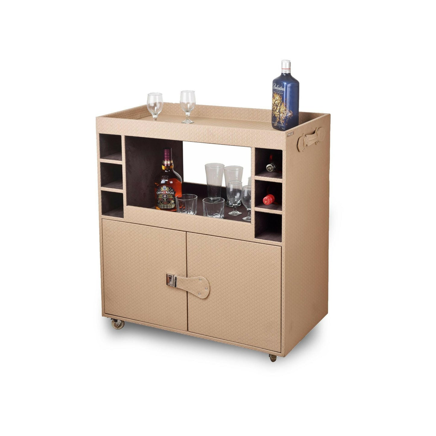 Double Door Bar Trolley Beige