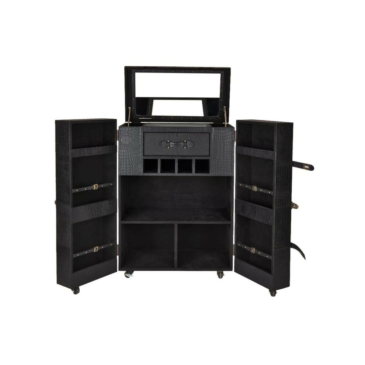 Mandalay Top Open Leather Bar Black