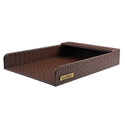 Paper Tray A4 in Faux Leather Brown
