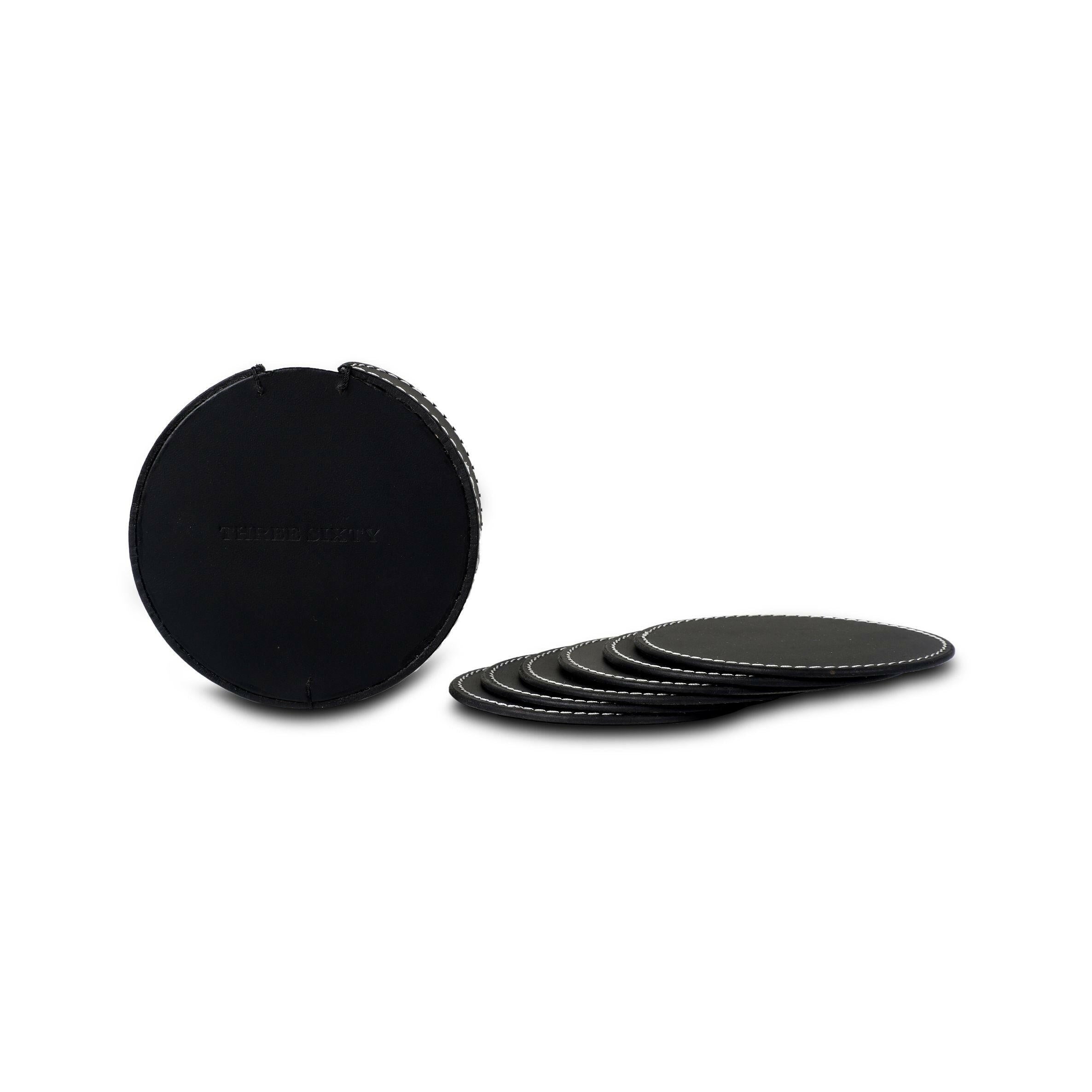 Modella Round Coasters Set Of 6 Black