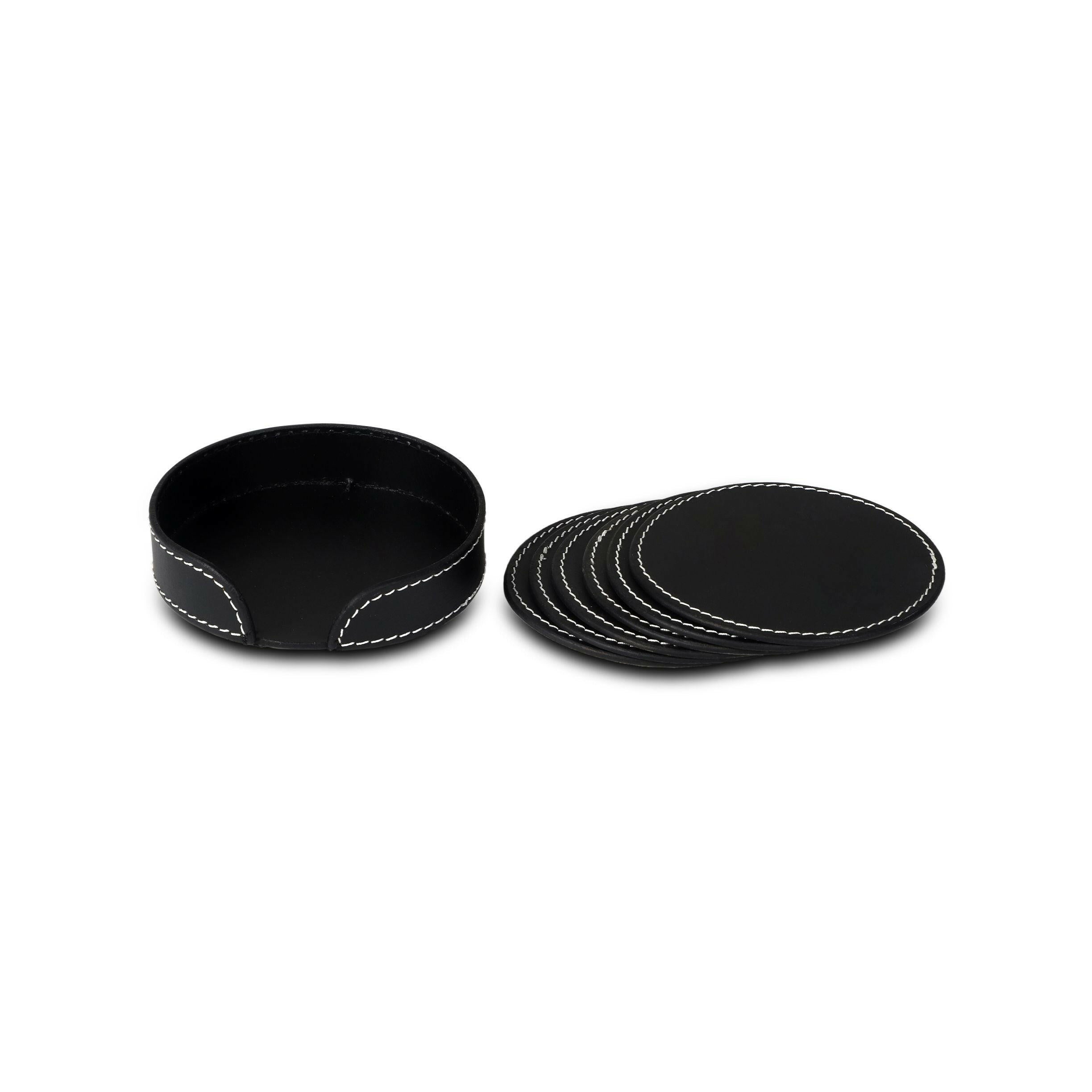 Modella Round Coasters Set Of 6 Black