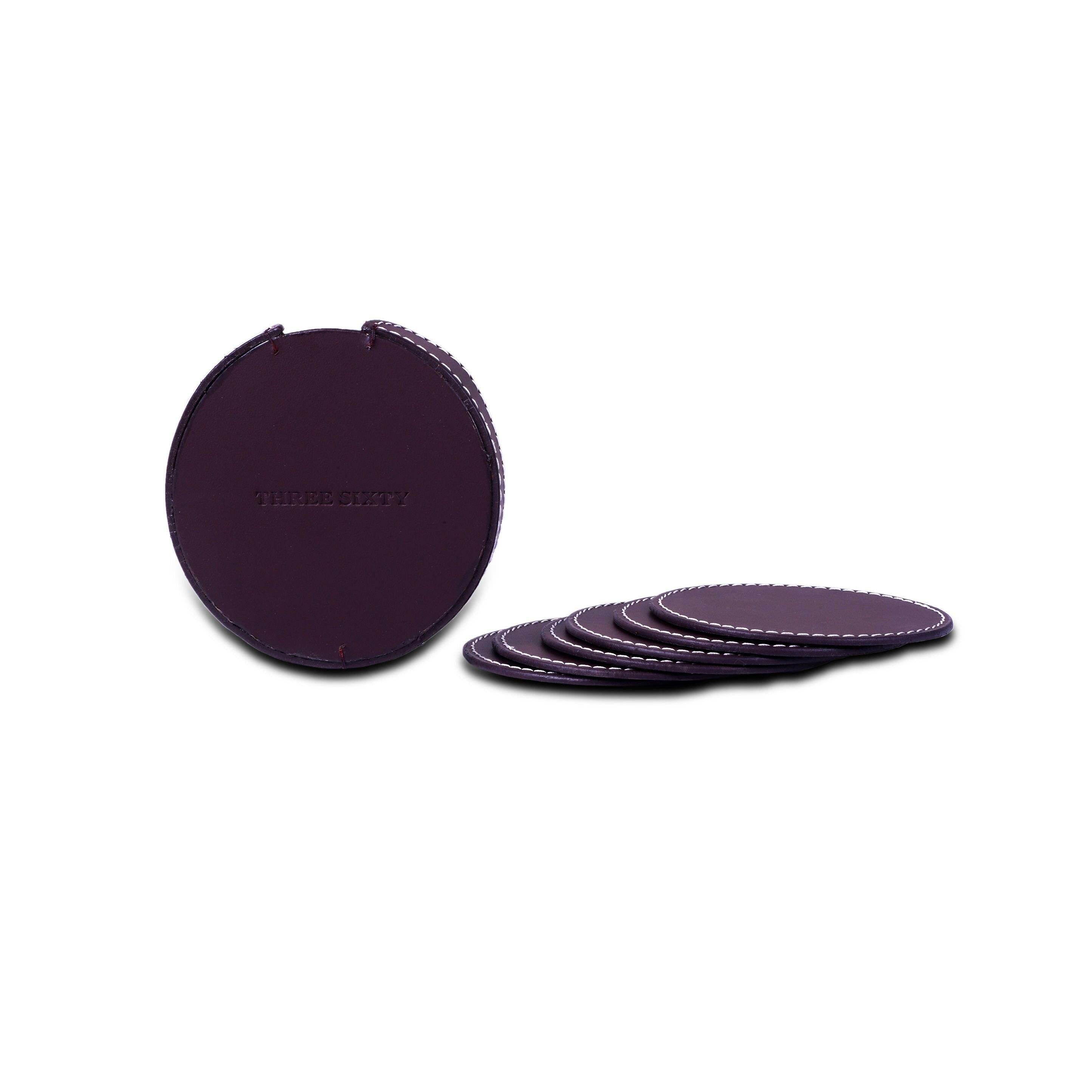 Modella Round Coasters Set Of 6 Bordeaux